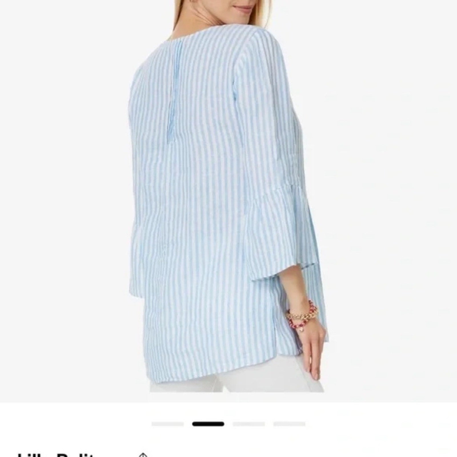 Lilly Pulitzer Hollie Linen Tunic Lunar Blue Bimini Stripe Coastal - size small