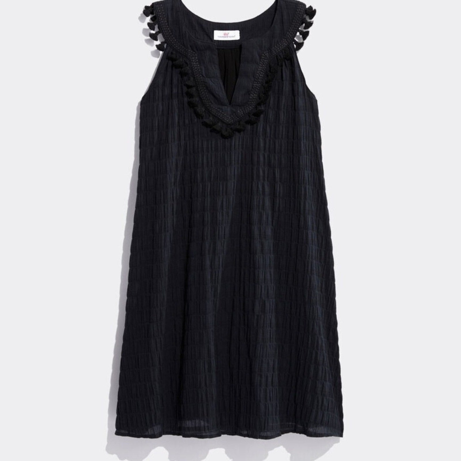 NWT Vineyard Vines Textured Tassel Dress Black - size XS
