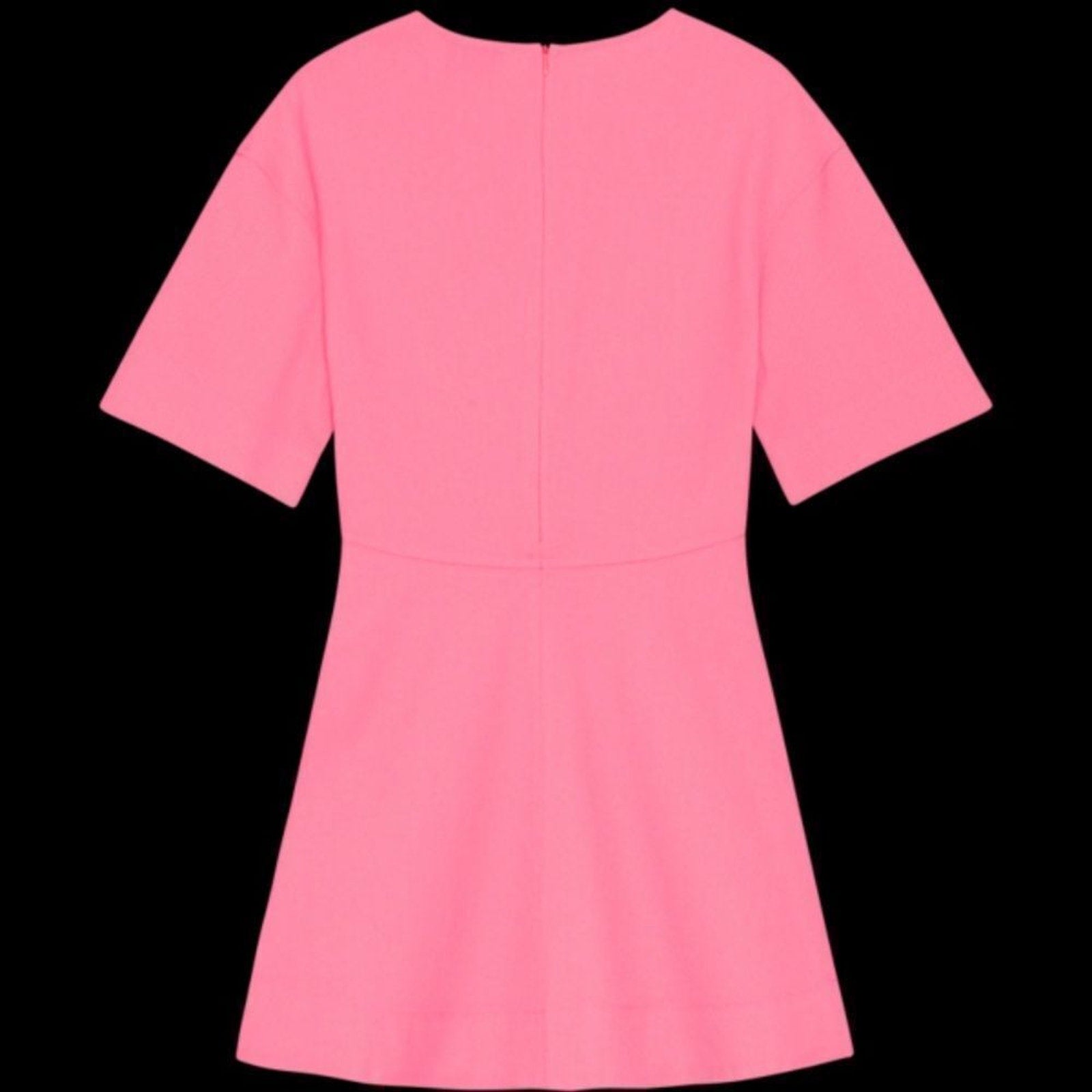 NEW GANNI STRETCH SUITING V-NECK MINI DRESS - SHOCKING PINK - size 40 (US 8)
