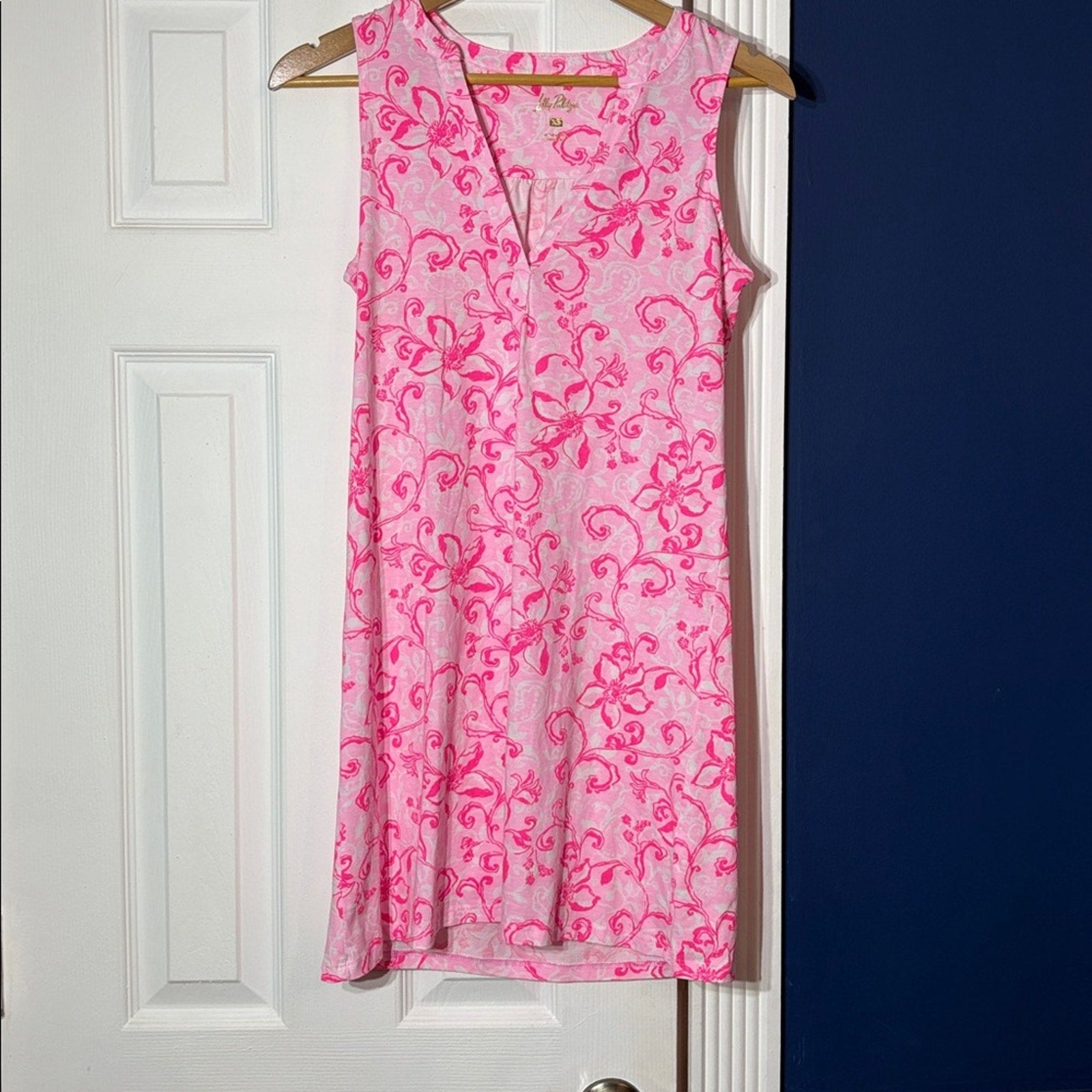 LILLY PULITZER Dev Dress CONCH SHELL Pink Flamingle Garden KNIT Tank Dress - XS