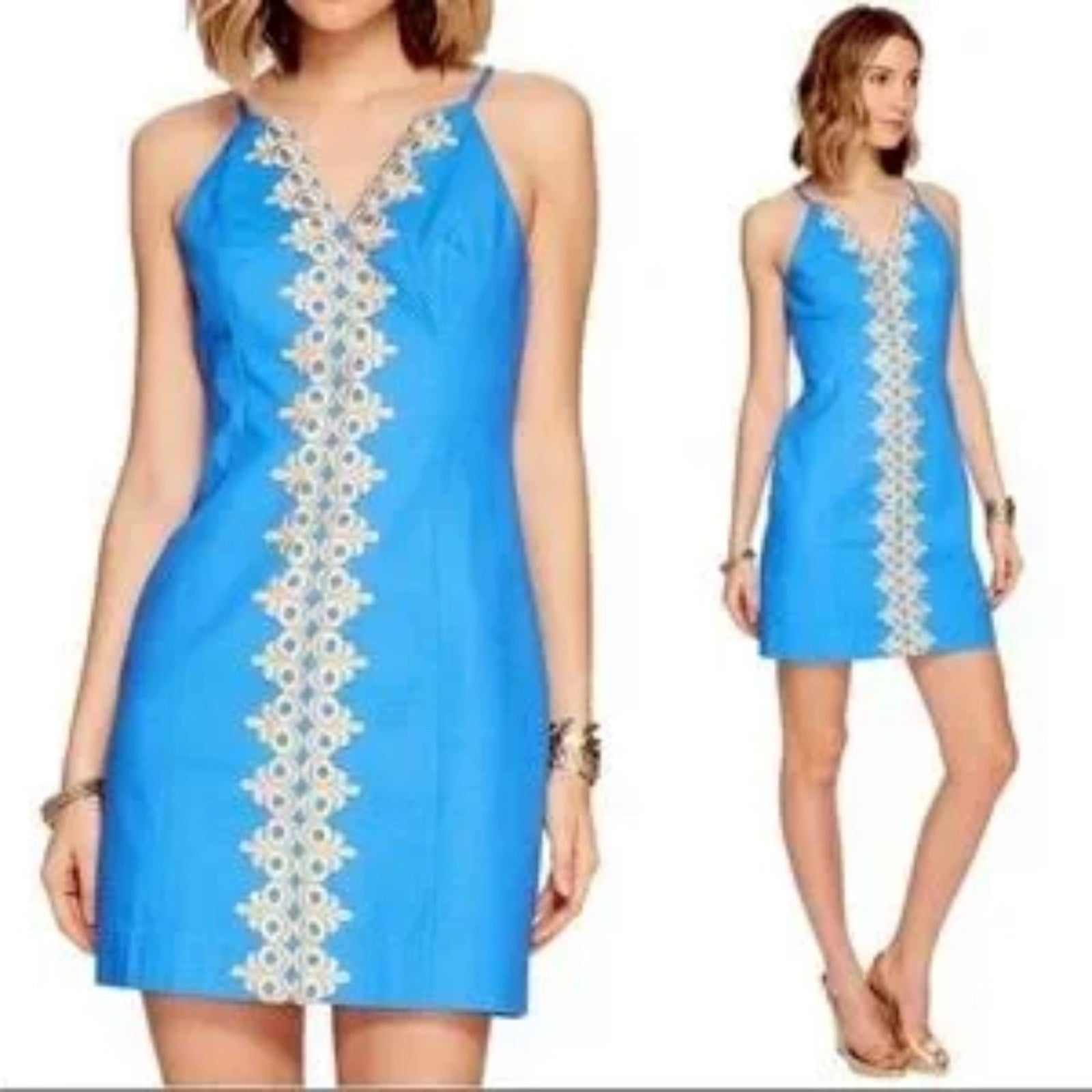 Lilly Pulitzer Pearl Blue and Gold Shift - size 2