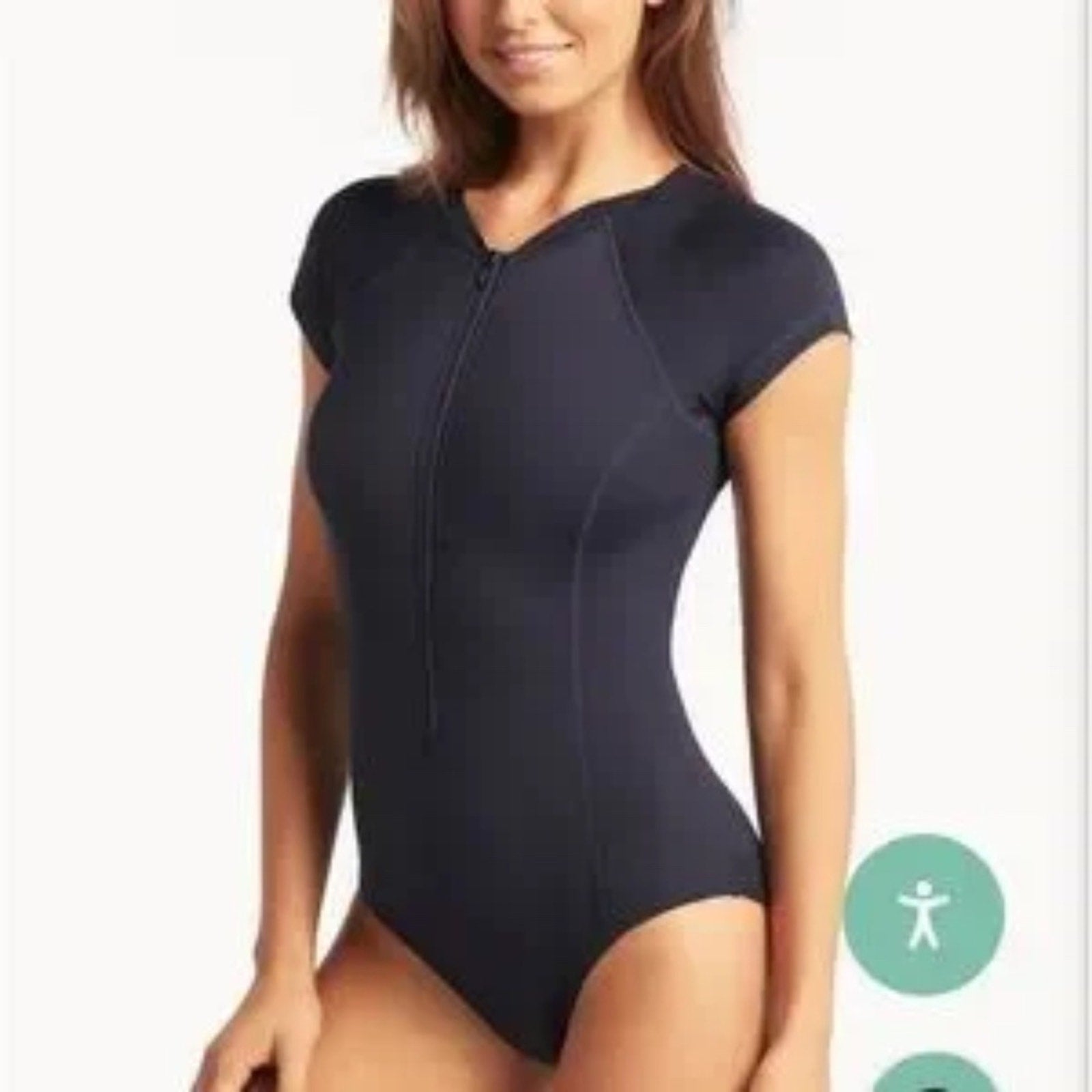 NEW Sea Level Swim Eco Essentials Short Sleeve One Piece - size 10 (US)