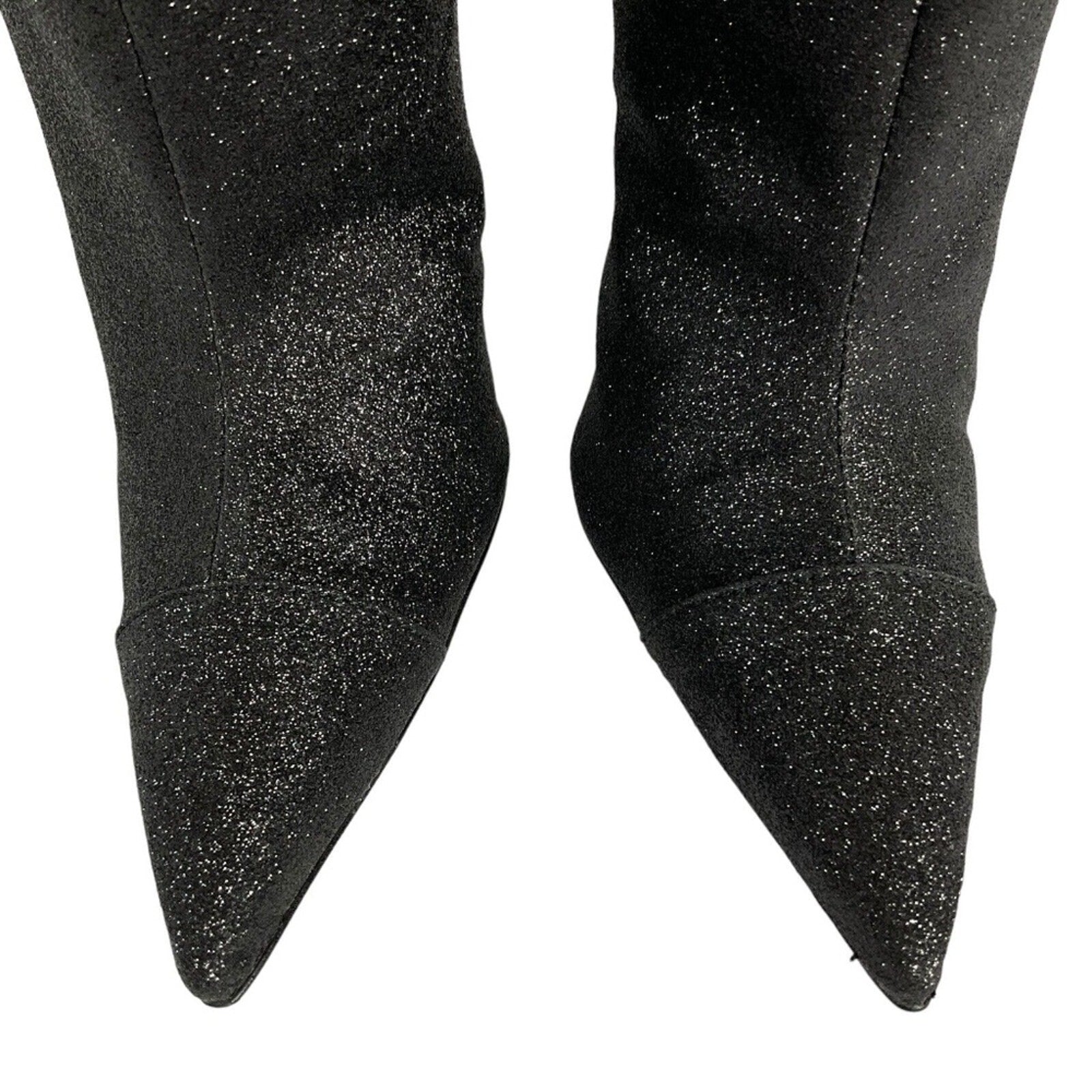 NEW Good American Boots Women Sz 5 Black Glitter Thigh Kardashian GA173G-X $349