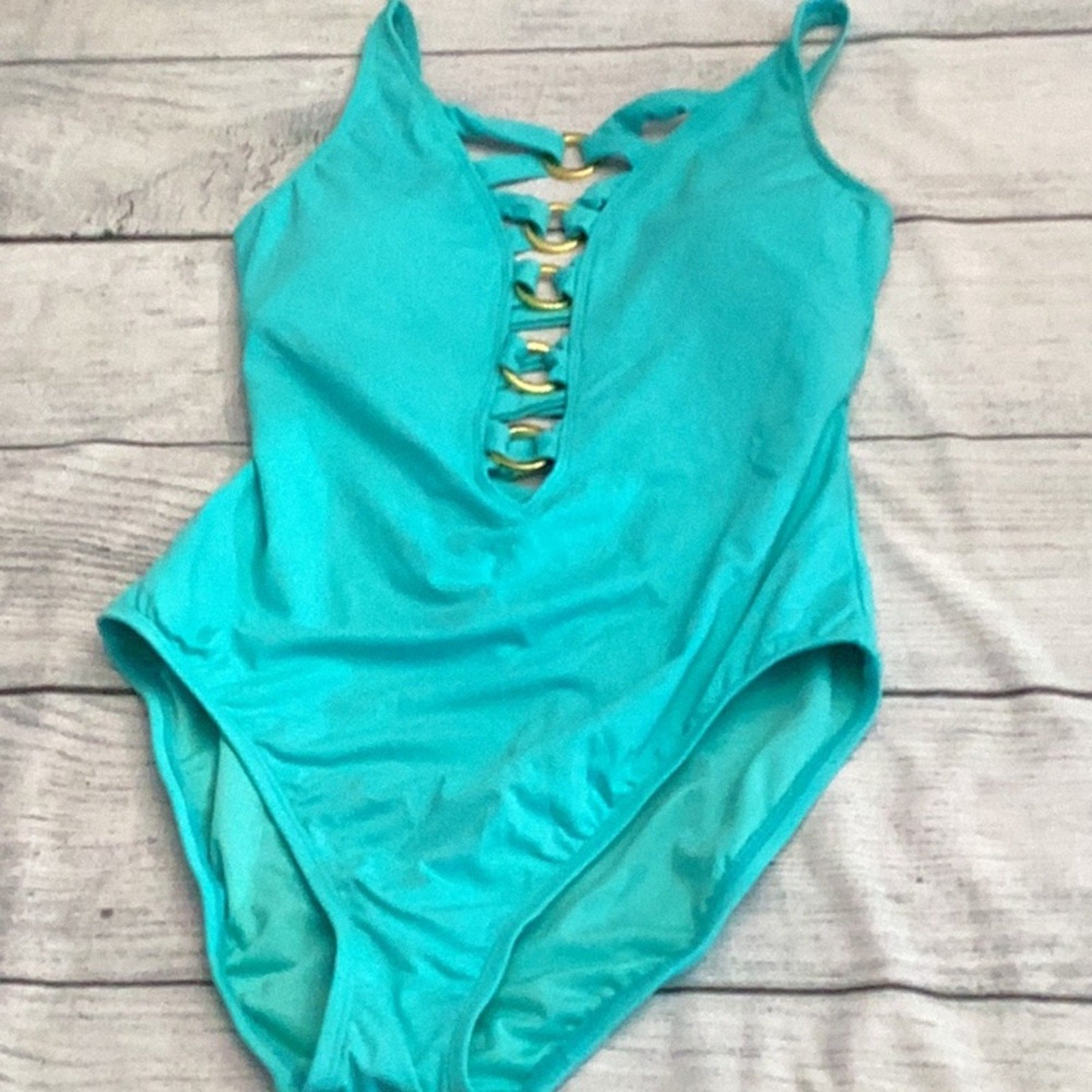 NWT Bleu Rod Beattie Ring Me Up Plunge Over-The-Shoulder One-Piece Belize - 6