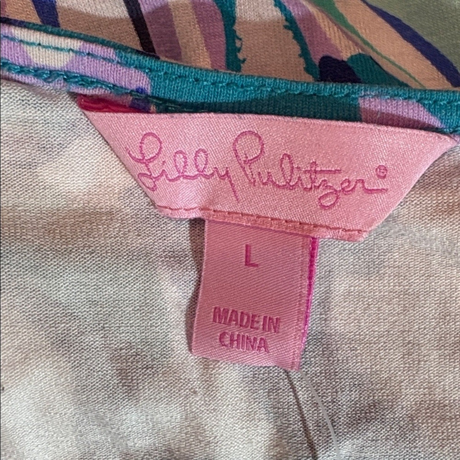 Lilly Pulitzer Emma Dress Off Tropic Jersey Knit Swing Scoop Back Band - size L