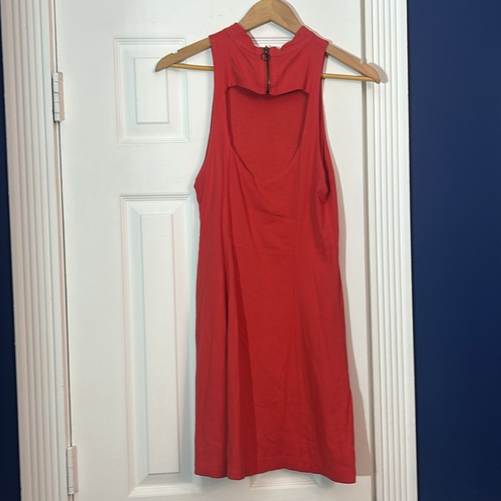 Free People Kitty Kat Bodycon Cut-Out Mini Dress Sleeveless Mock Neck - size M