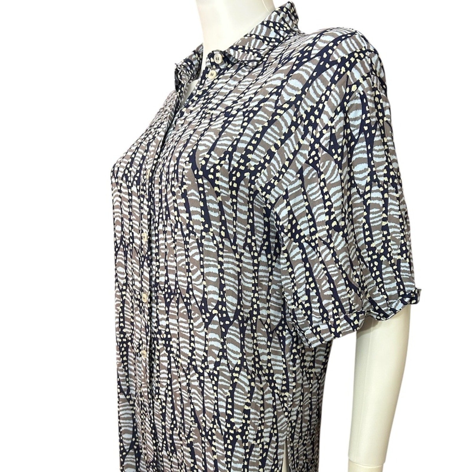 Anthropologie Oversized Print Shirt Dress with side slits - size XS