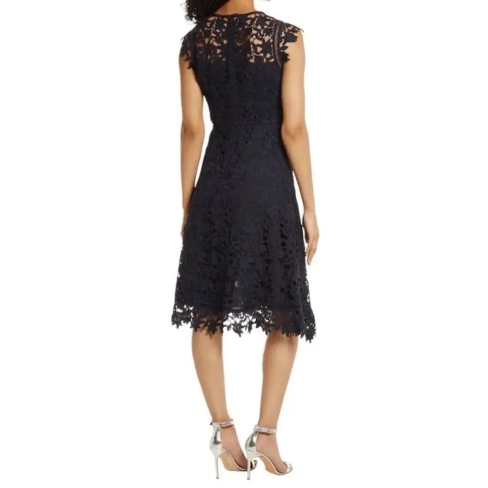 NWT Eliza J Navy Blue Lace Asymmetric Cocktail Dress - size 8