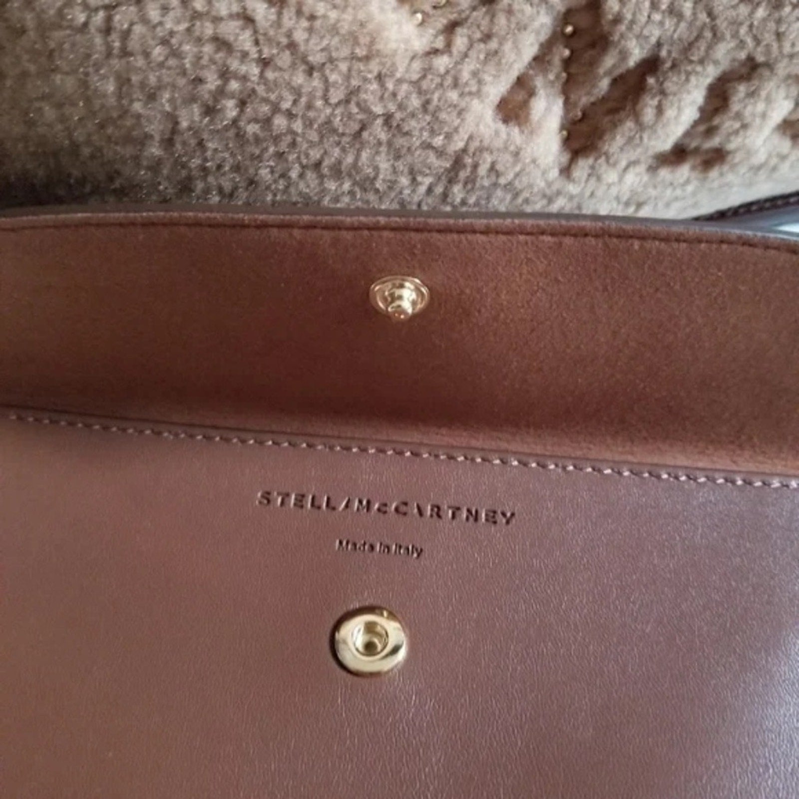 Stella McCartney Teddy Logo Tote Crossbody Bag Brown Biscuit