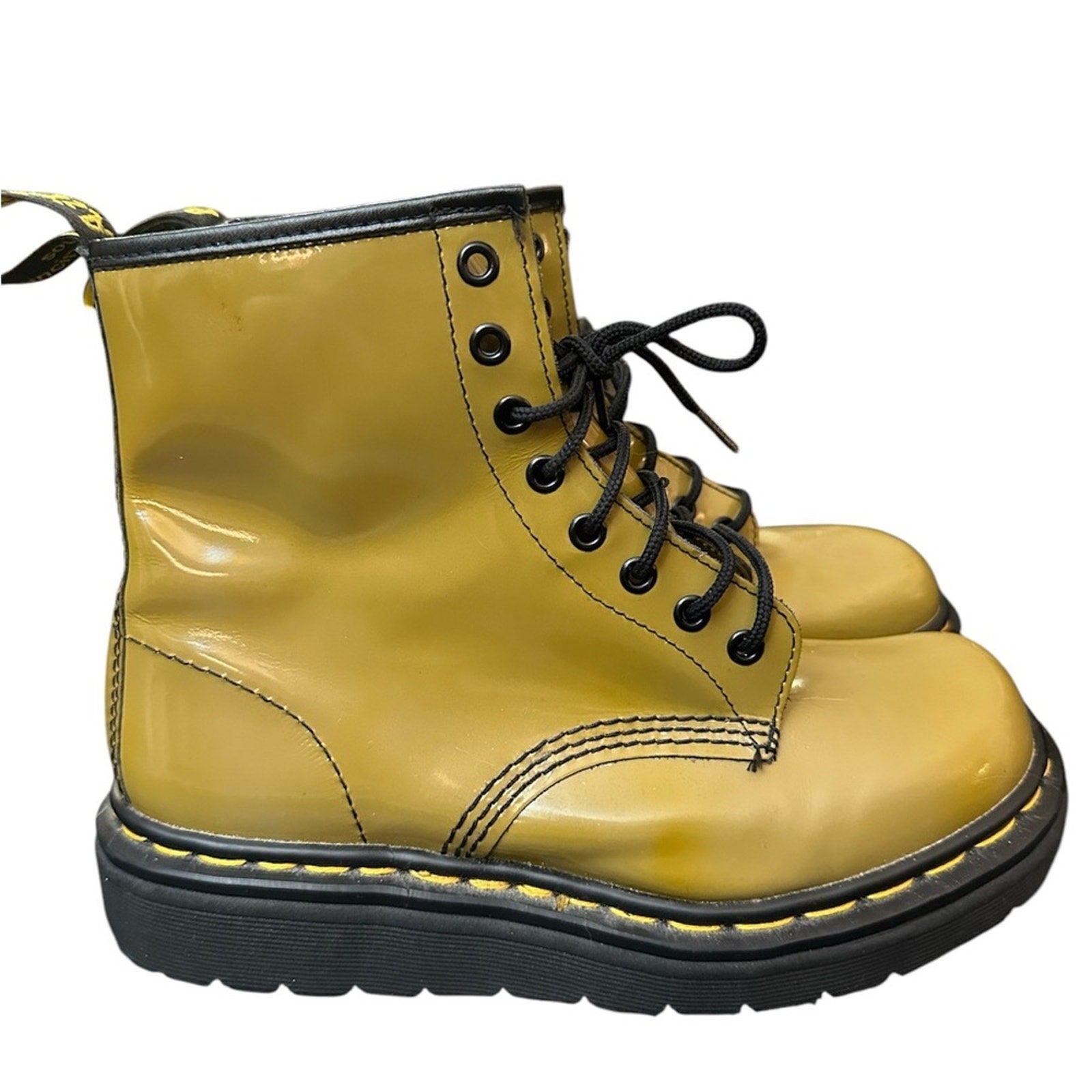 Dr marten olive green shiny boot women's US 9