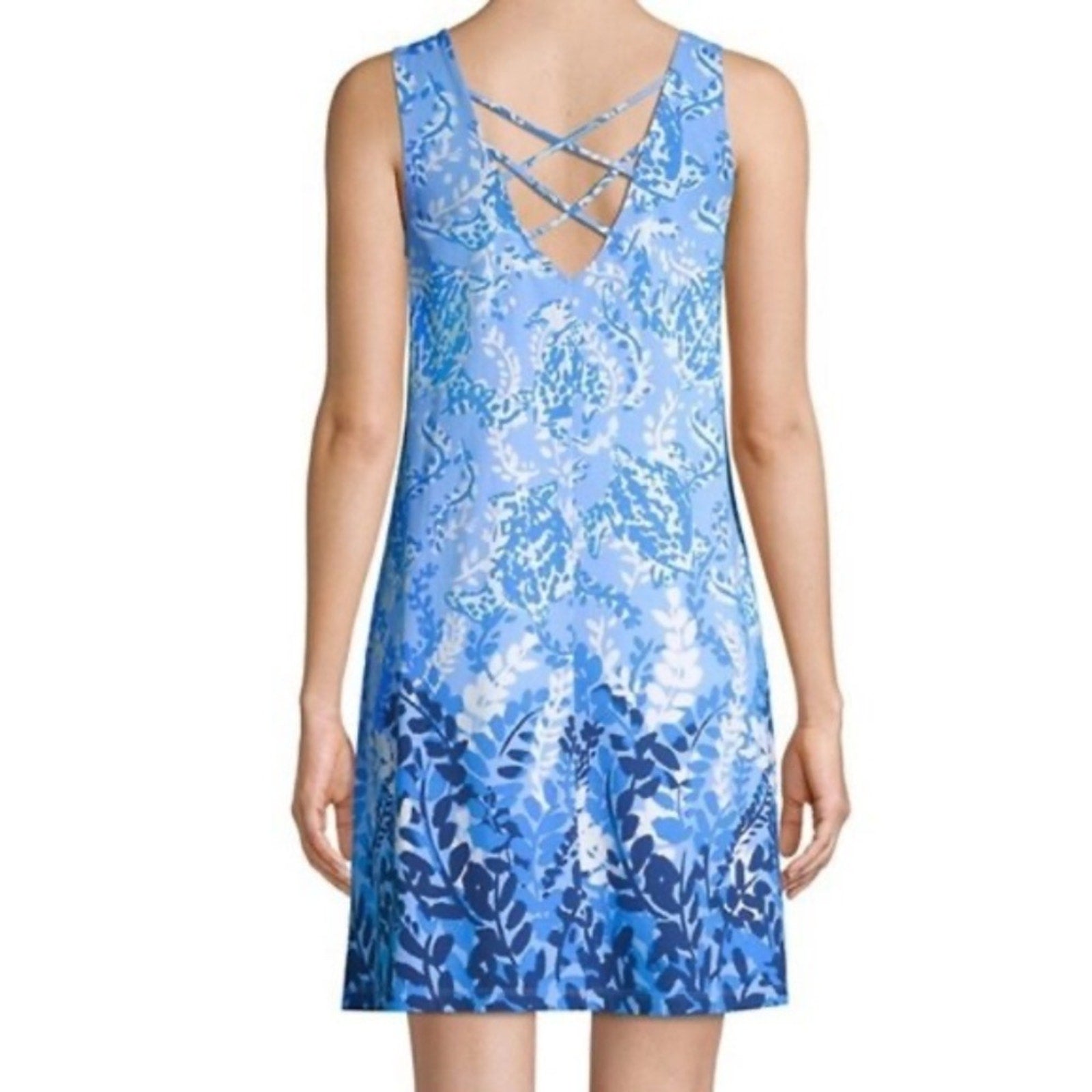 Lilly Pulitzer Kristen Dress Blue Peri Turtley Awesome White Swing Fit - size S
