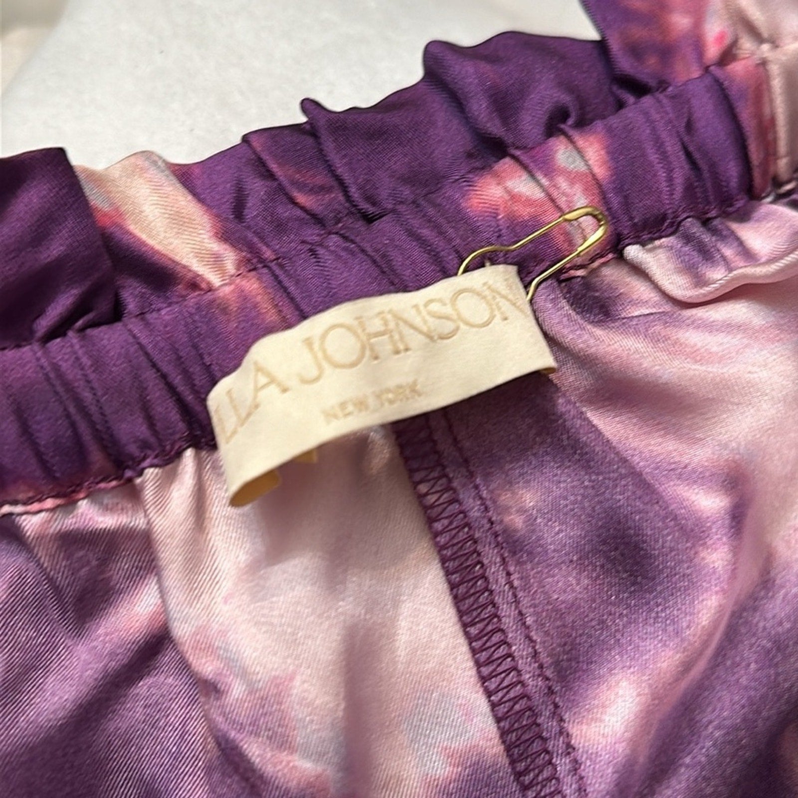 NEW Ulla Johnson Sawyer Print Wide Leg Silk Pants In Purple - size 0