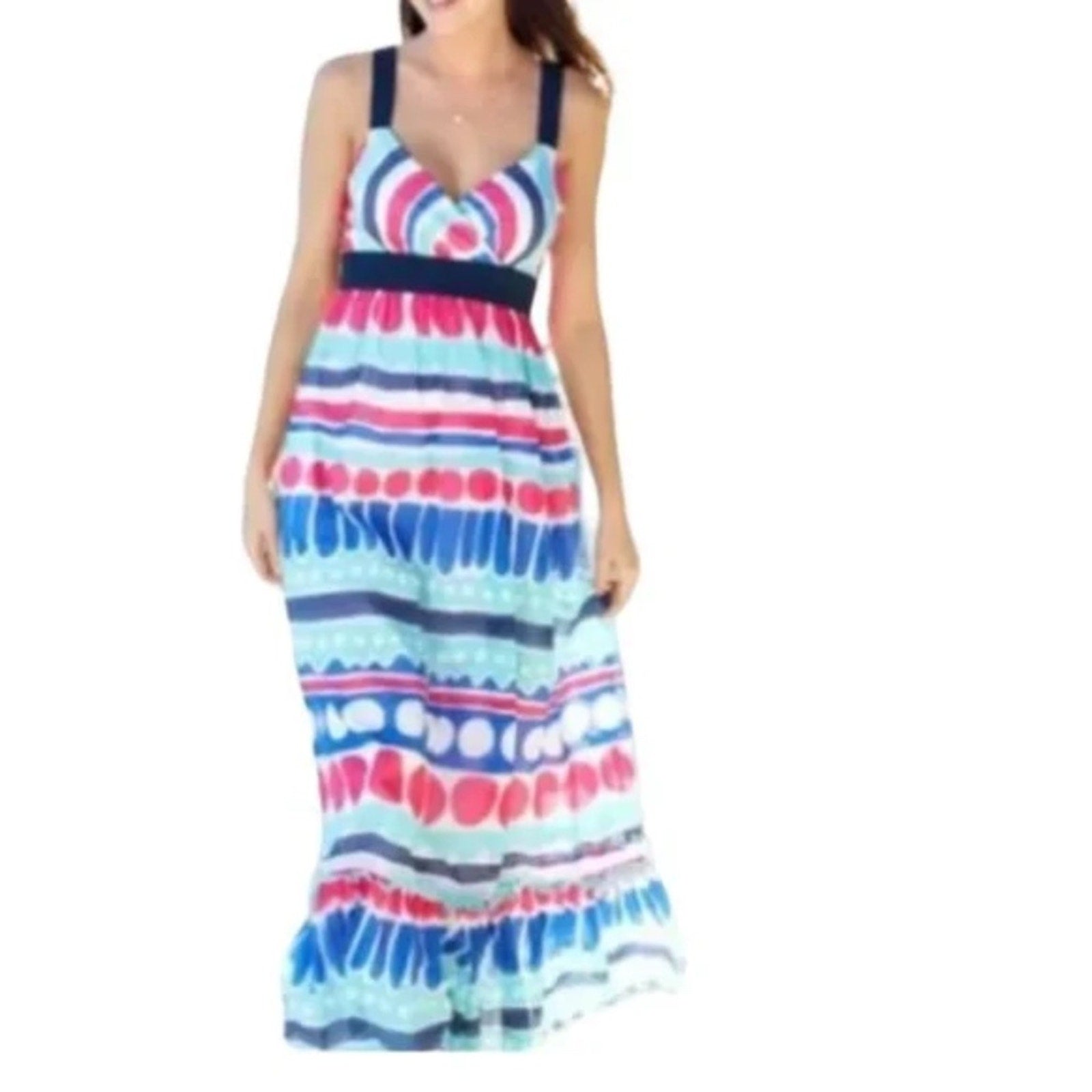 Vineyard Vines Caroline Stripe Ocean Splash Maxi - size 12