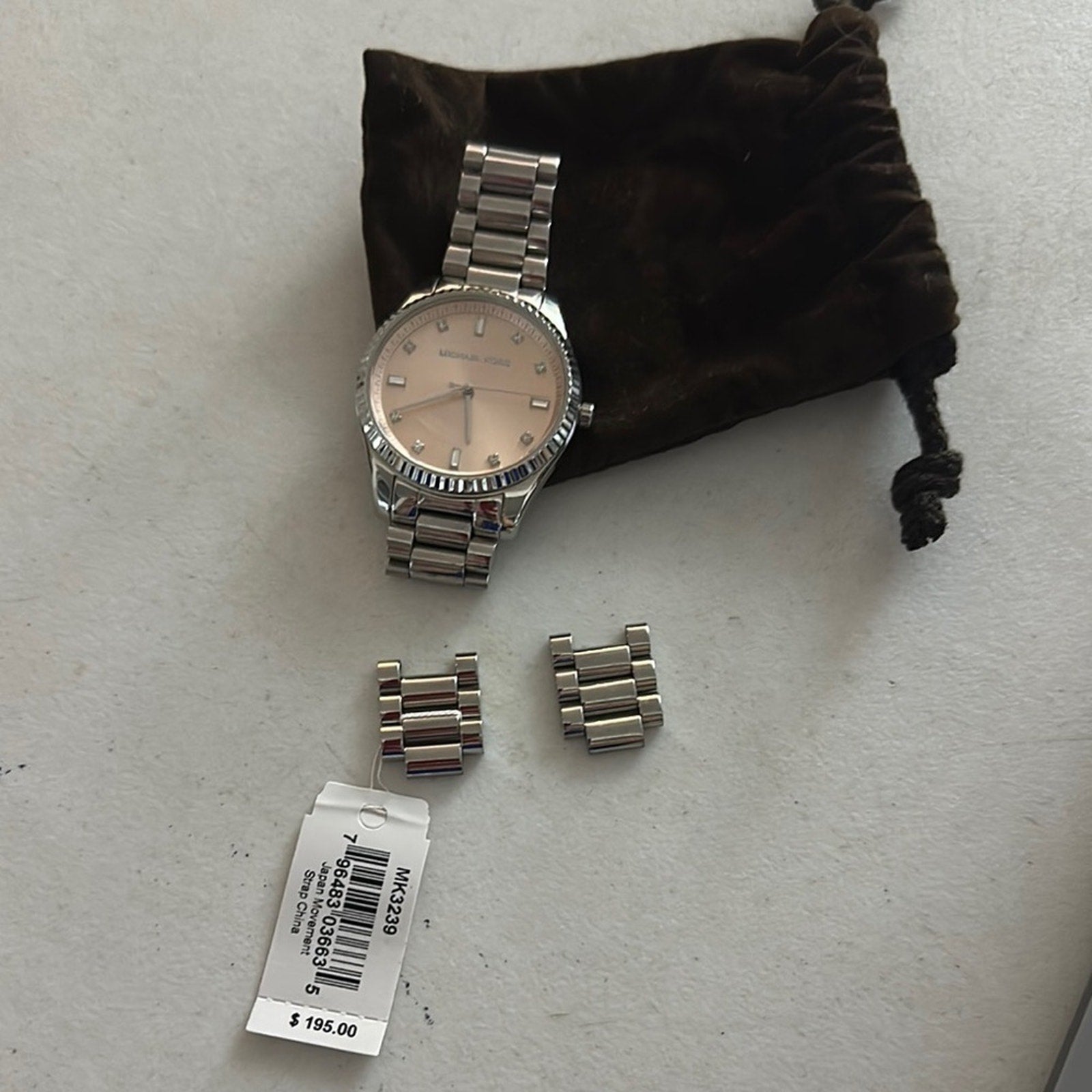 Michael Kors Slim Runway Light Pink Dial Stainless Steel Bracelet Watch MK3239