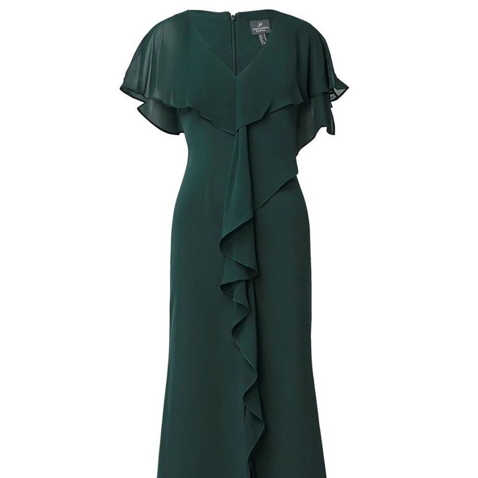 NEW Adrianna Papell Women's Chiffon and Crepe Cascade Mermaid Gown - size 4