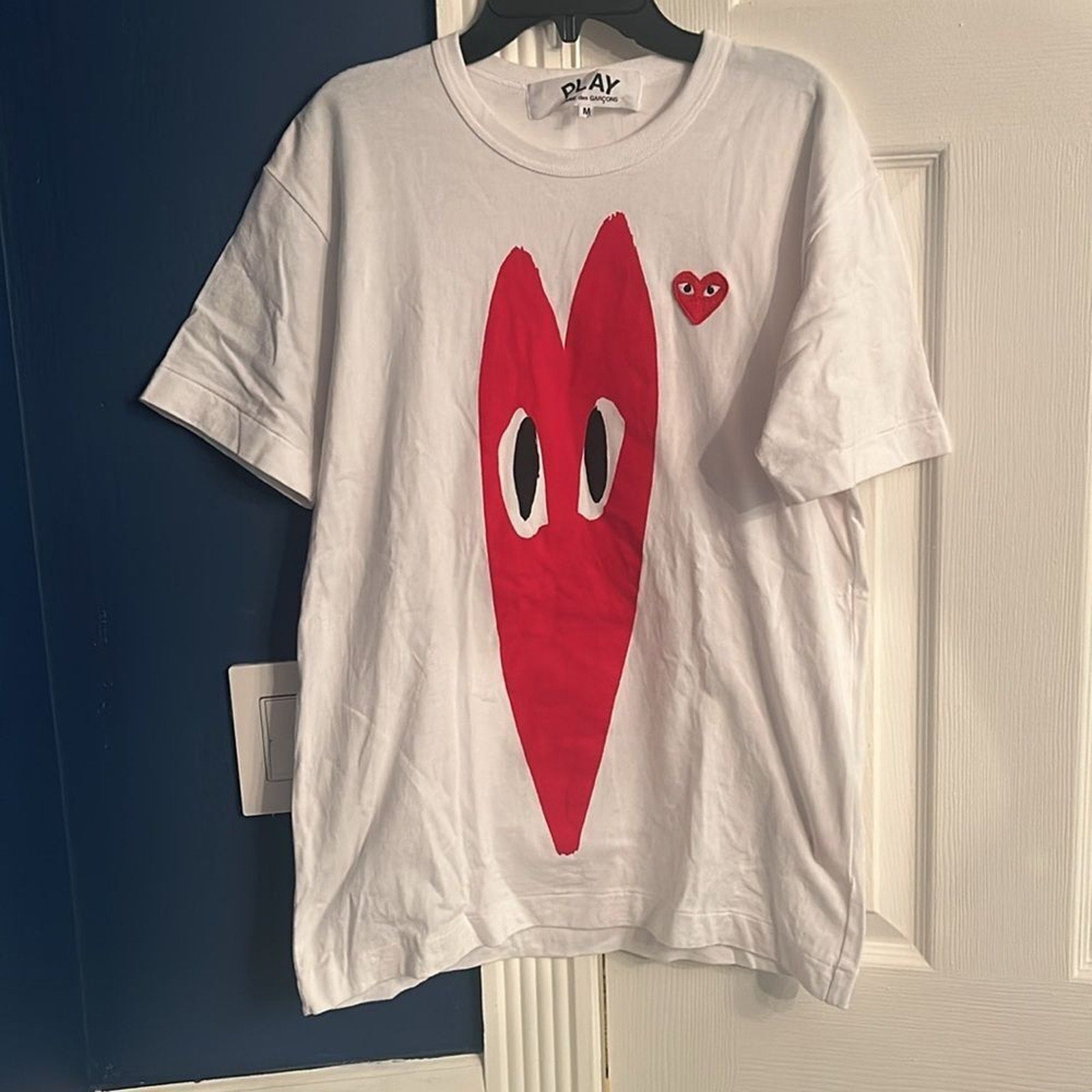 NWT COMME des GARCONS PLAY Long Heart Tee 'White' AZ-T224-051-1 - size M