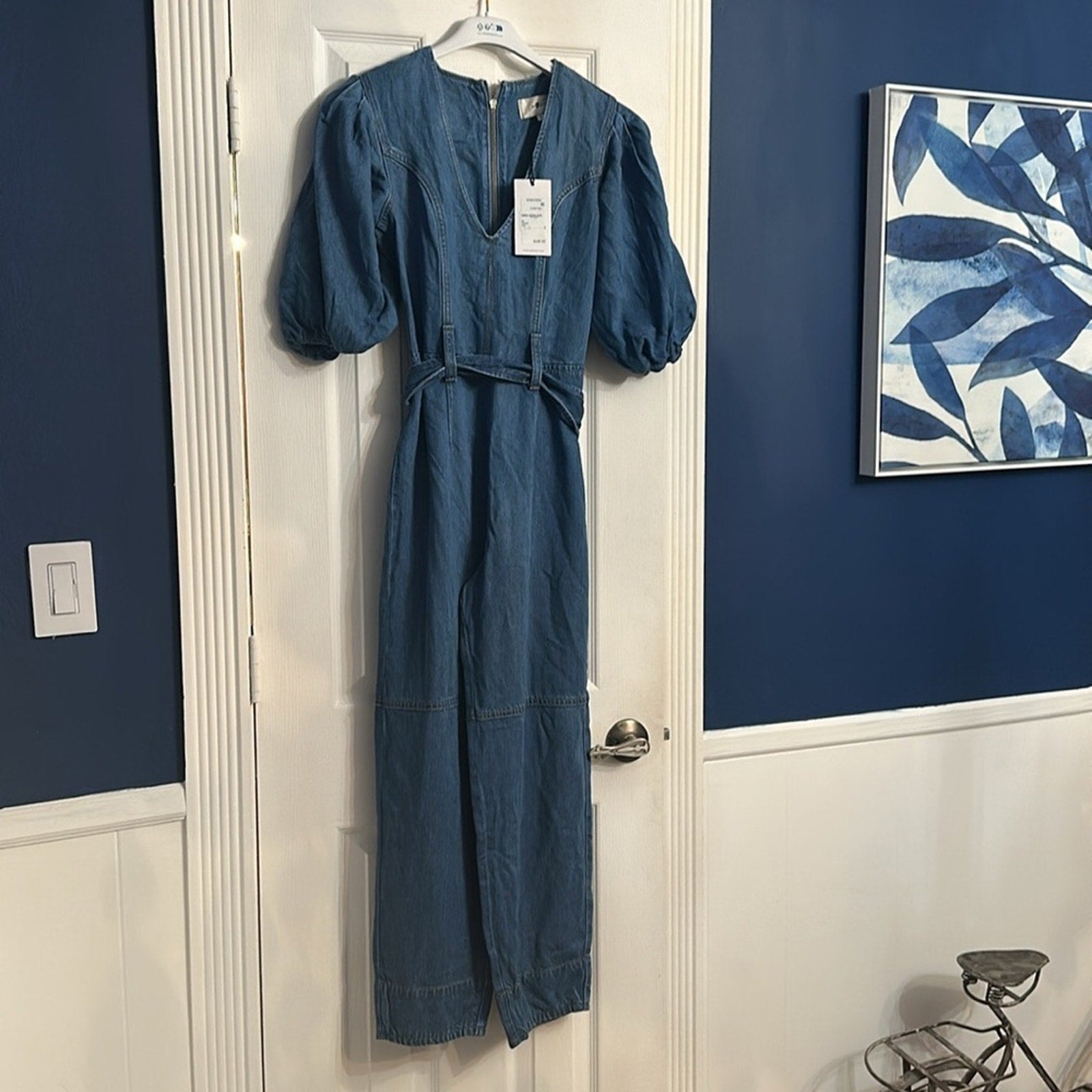 NWT 7 For All Mankind Puff Sleeve Jumpsuit In Tulip - size XS