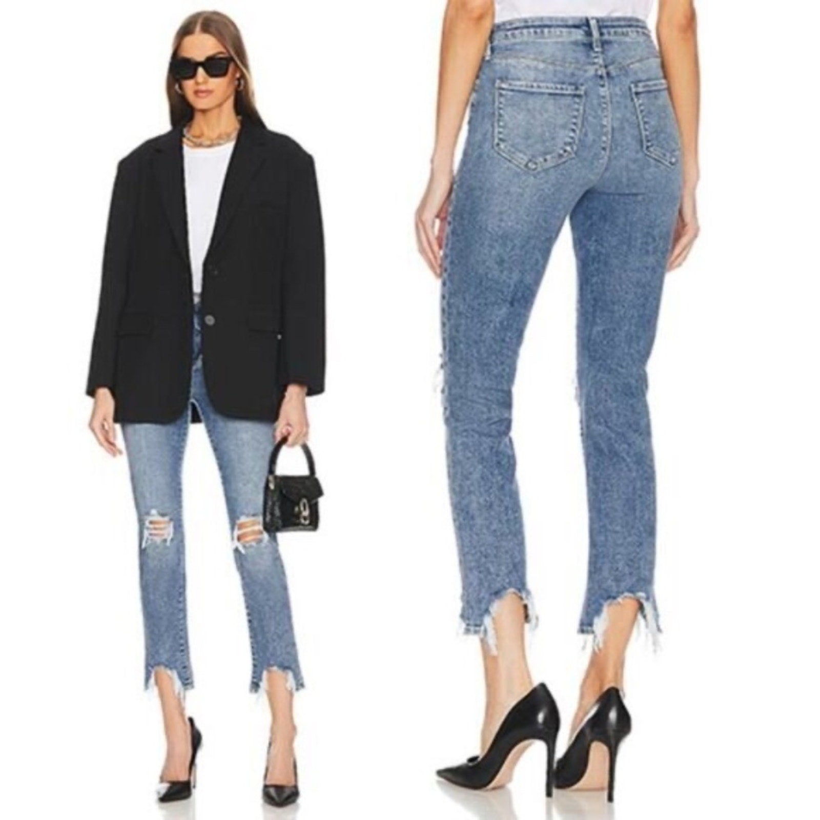 L'AGENCE High Line High Rise Skinny Distressed Classic Vintage Jeans - 28