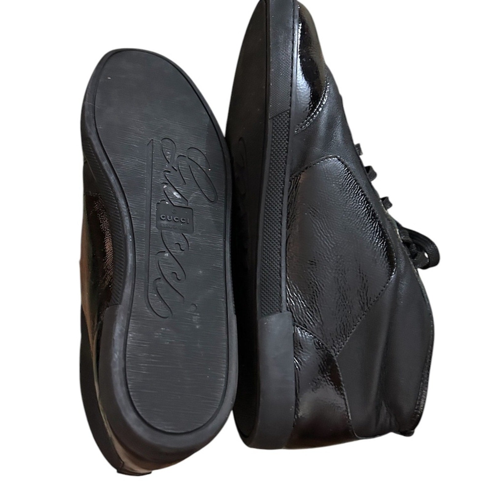 Gucci Black Leather GG High Top Sneakers Size 40 (US size 10)