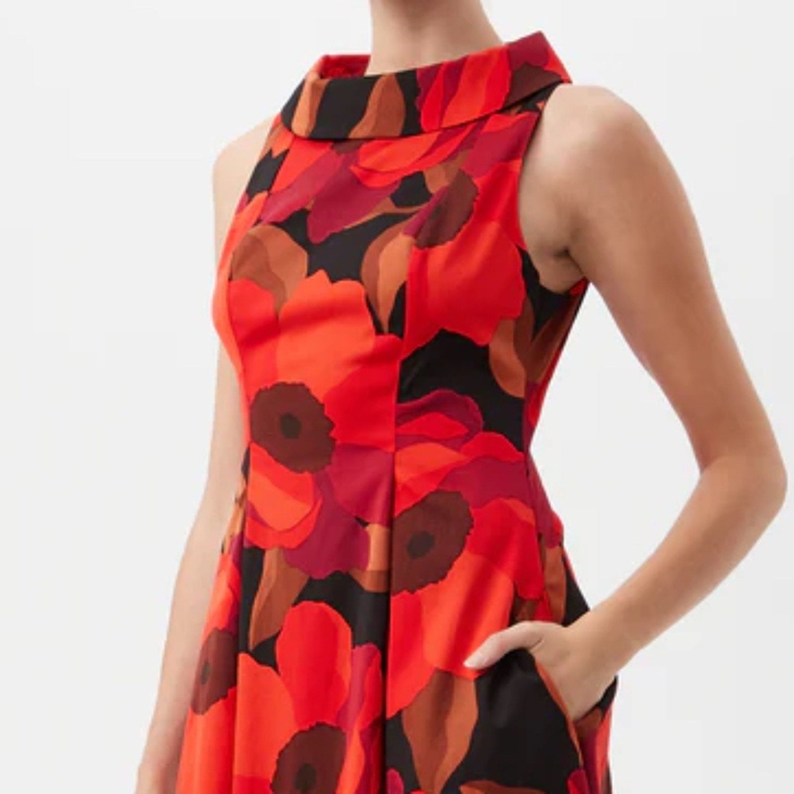 Trina Turk Sabar Red Floral Sleeveless Cocktail Dress - size 10