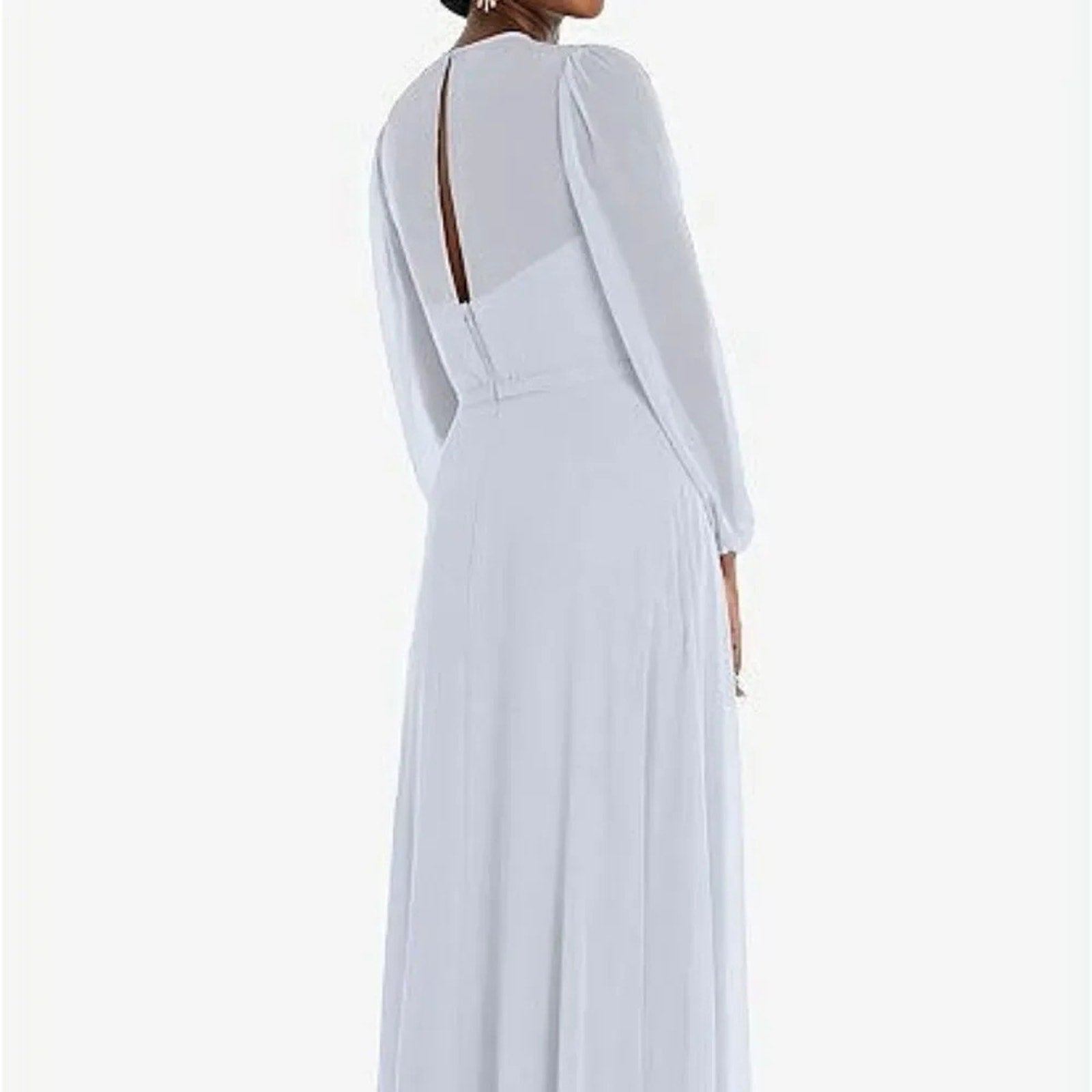 NWOT Dessy Colletion STRAPLESS CHIFFON MAXI DRESS WITH PUFF SLEEVE BLOUSON - 6