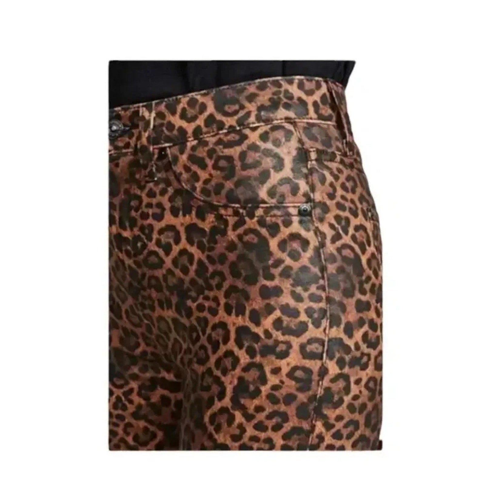 NWT 7 FOR ALL MANKIND Leopard-Print High-Rise Slim-Fit Kick Flare Jeans -size 25