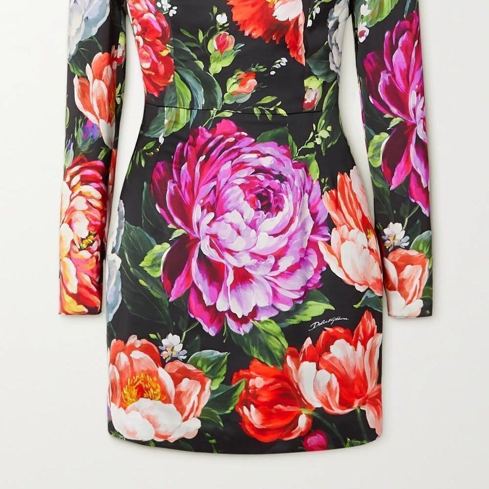 NWOT DOLCE & GABBANA Floral-print duchesse-satin mini dress - size 48