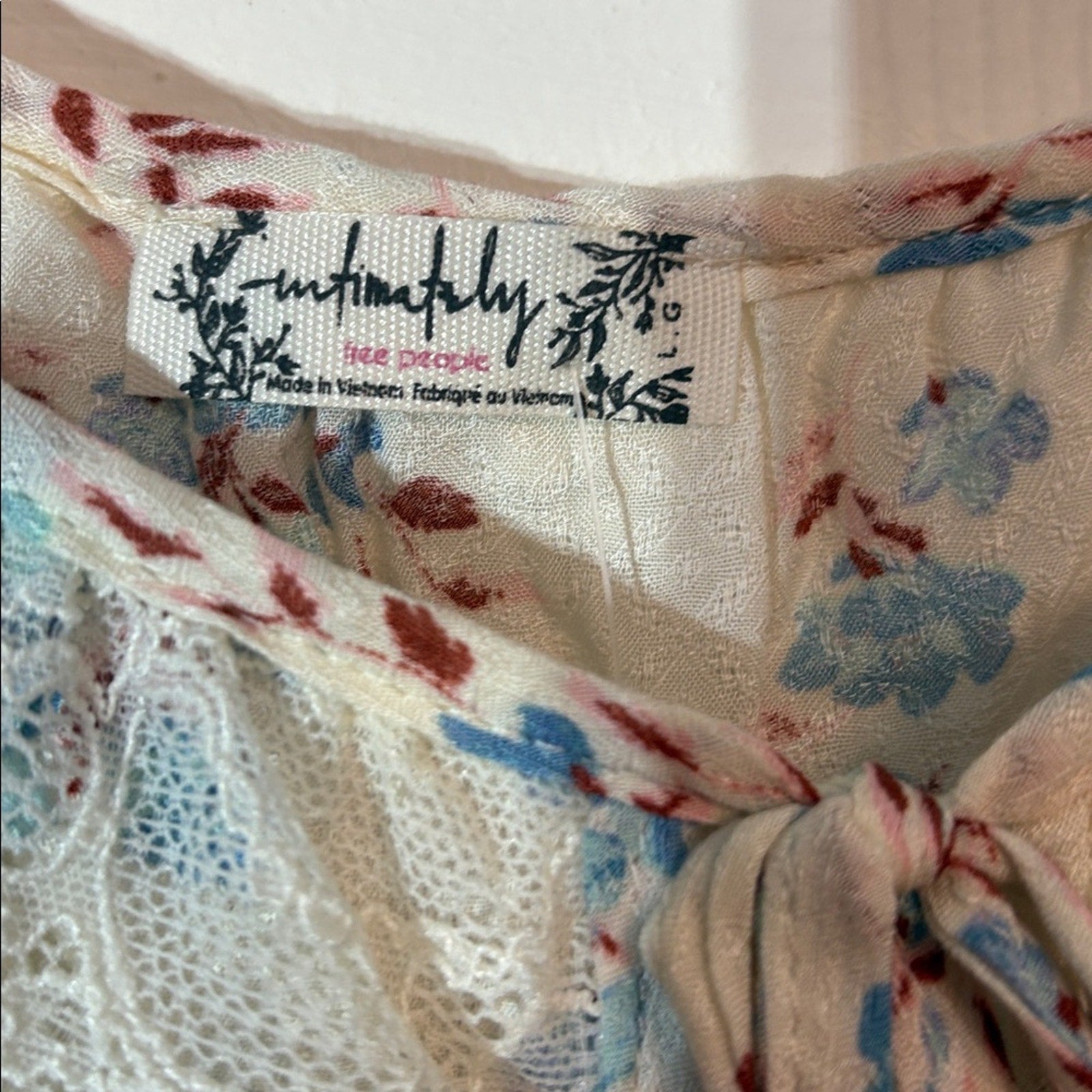 NWT Free People Take It Away Sleeveless Bodysuit Cream Blue Floral Womens Size L