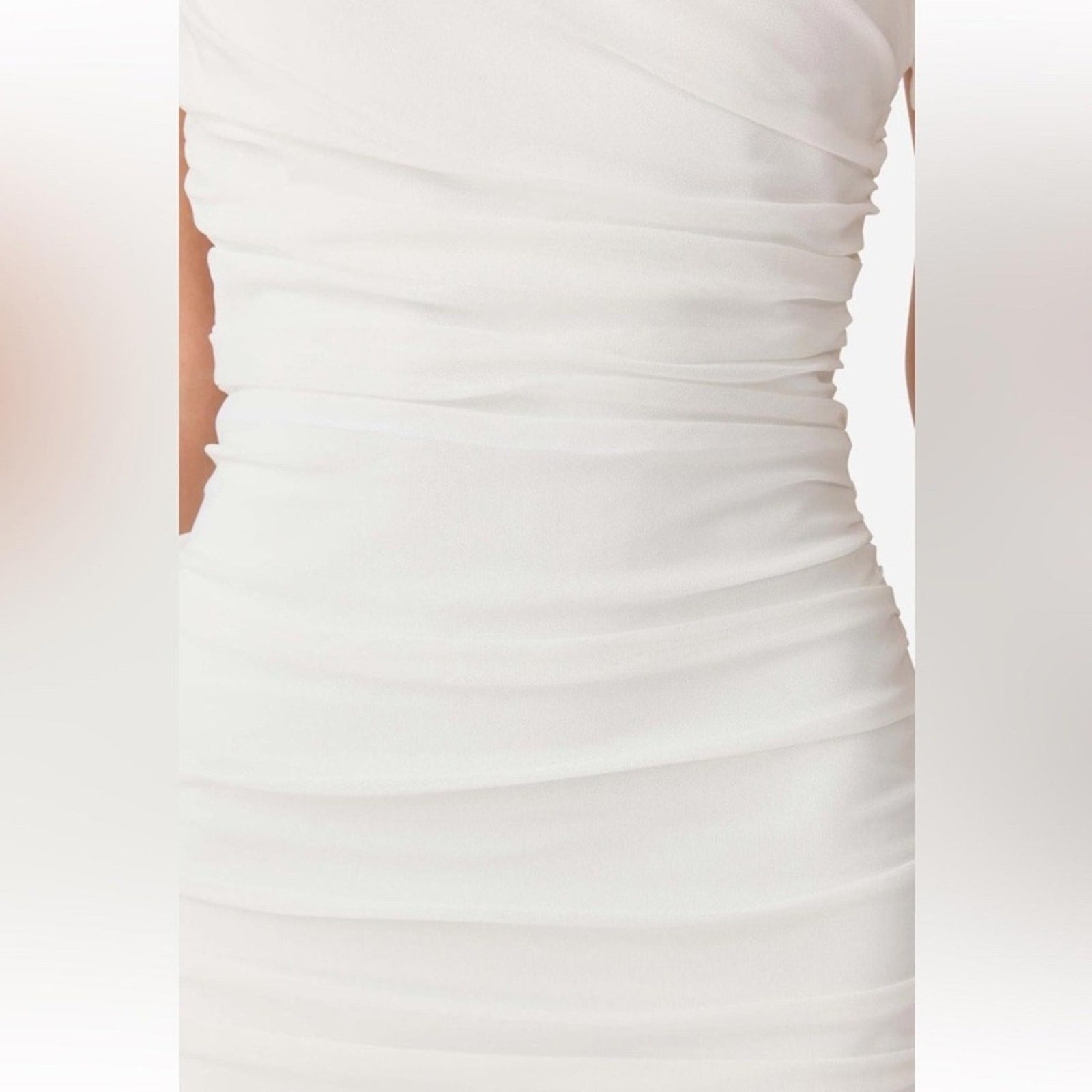 NEW Elliatt Vinna Ruched One Shoulder Gown Dress White - size small