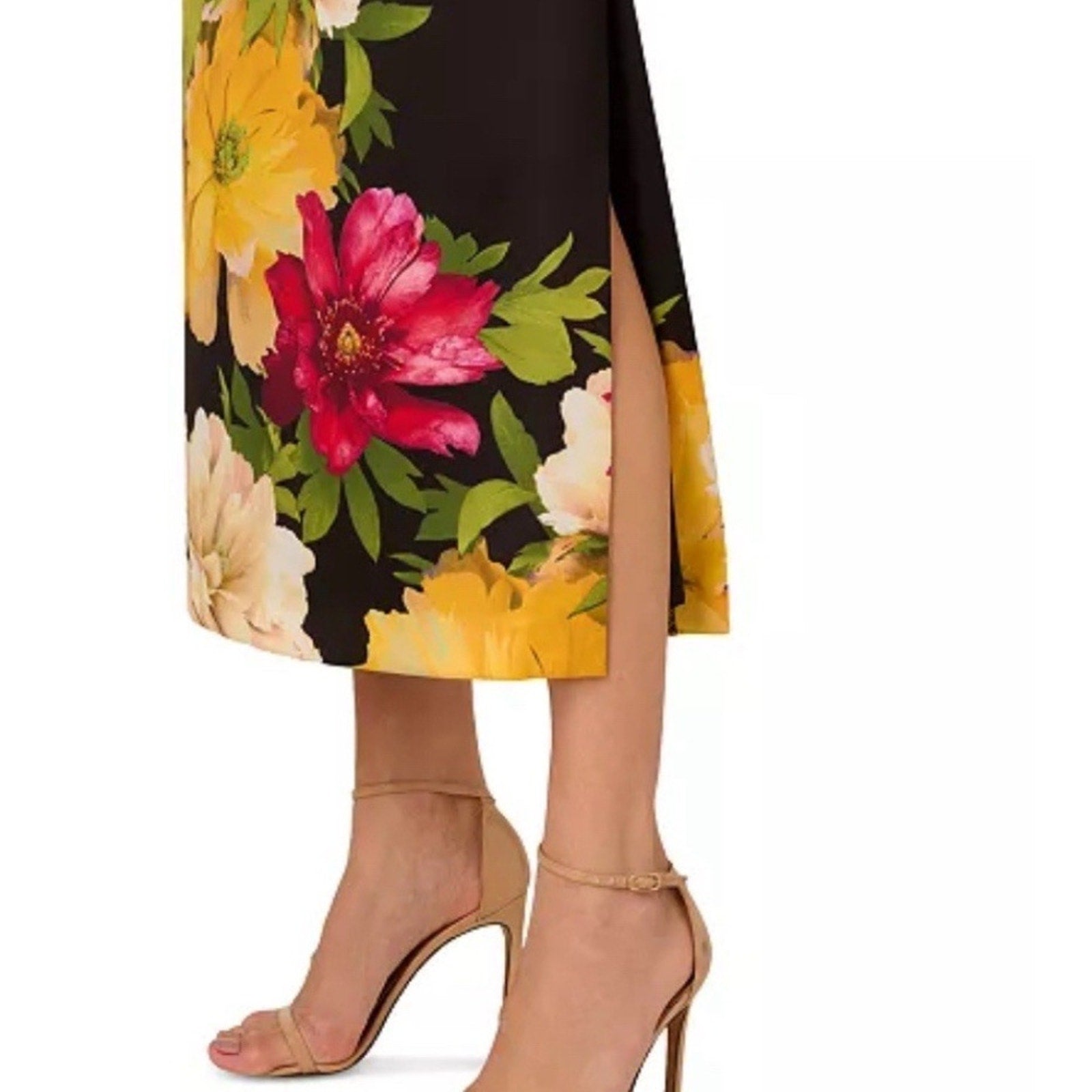 NWT Adrianna Women's Printed Satin Sleeveless Midi Dress - size 14