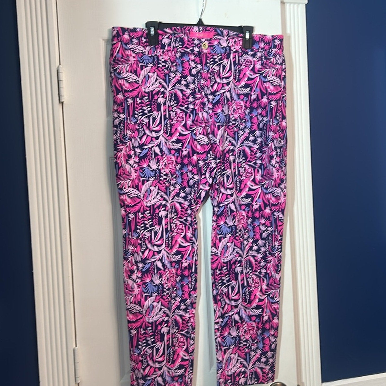 NEW Lilly Pulitzer Kelly Skinny Ankle Pants Bright Navy Swing of Things -size 16