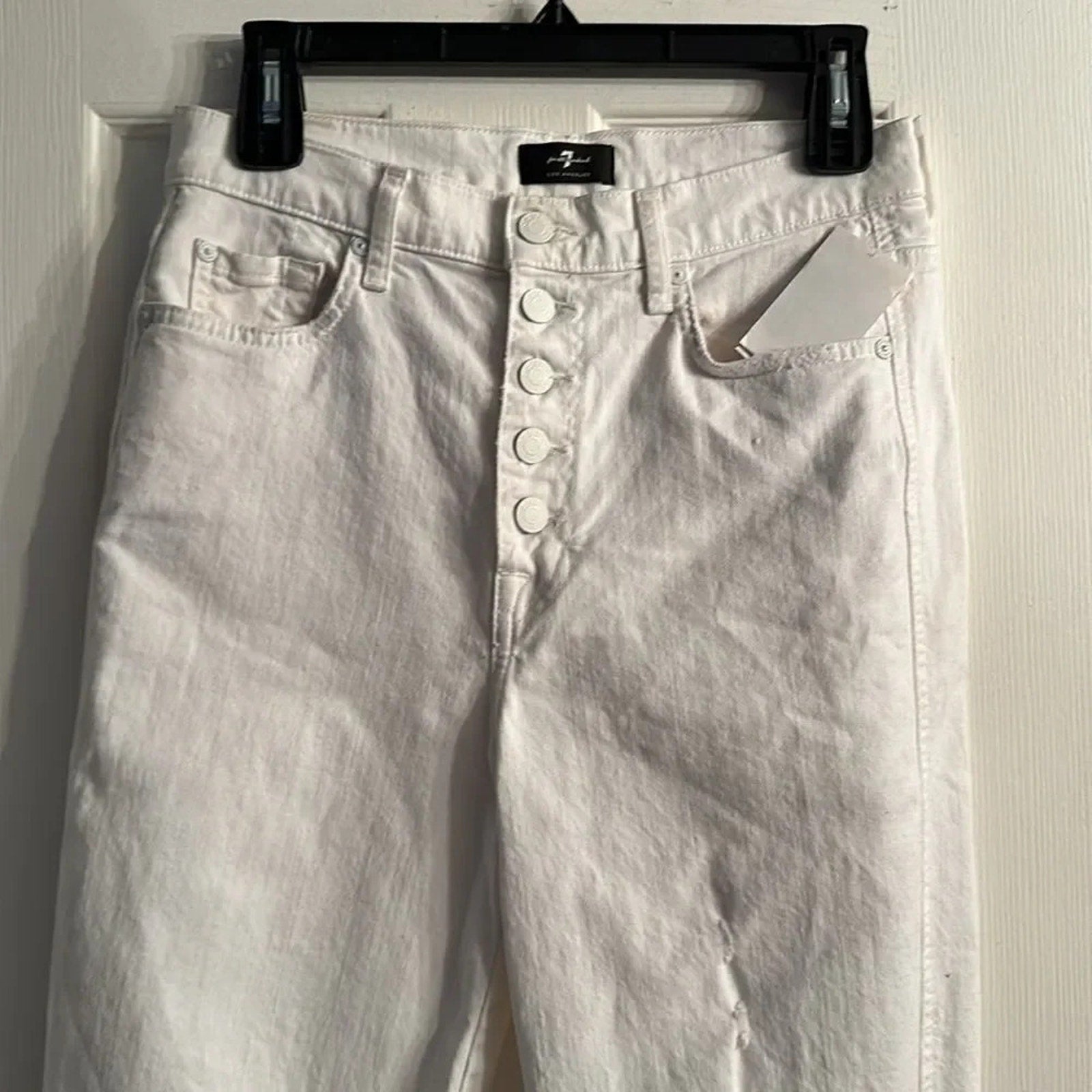 NEW 7 FOR ALL MANKIND High Waist Straight Leg Crop Jean in White Sz 28
