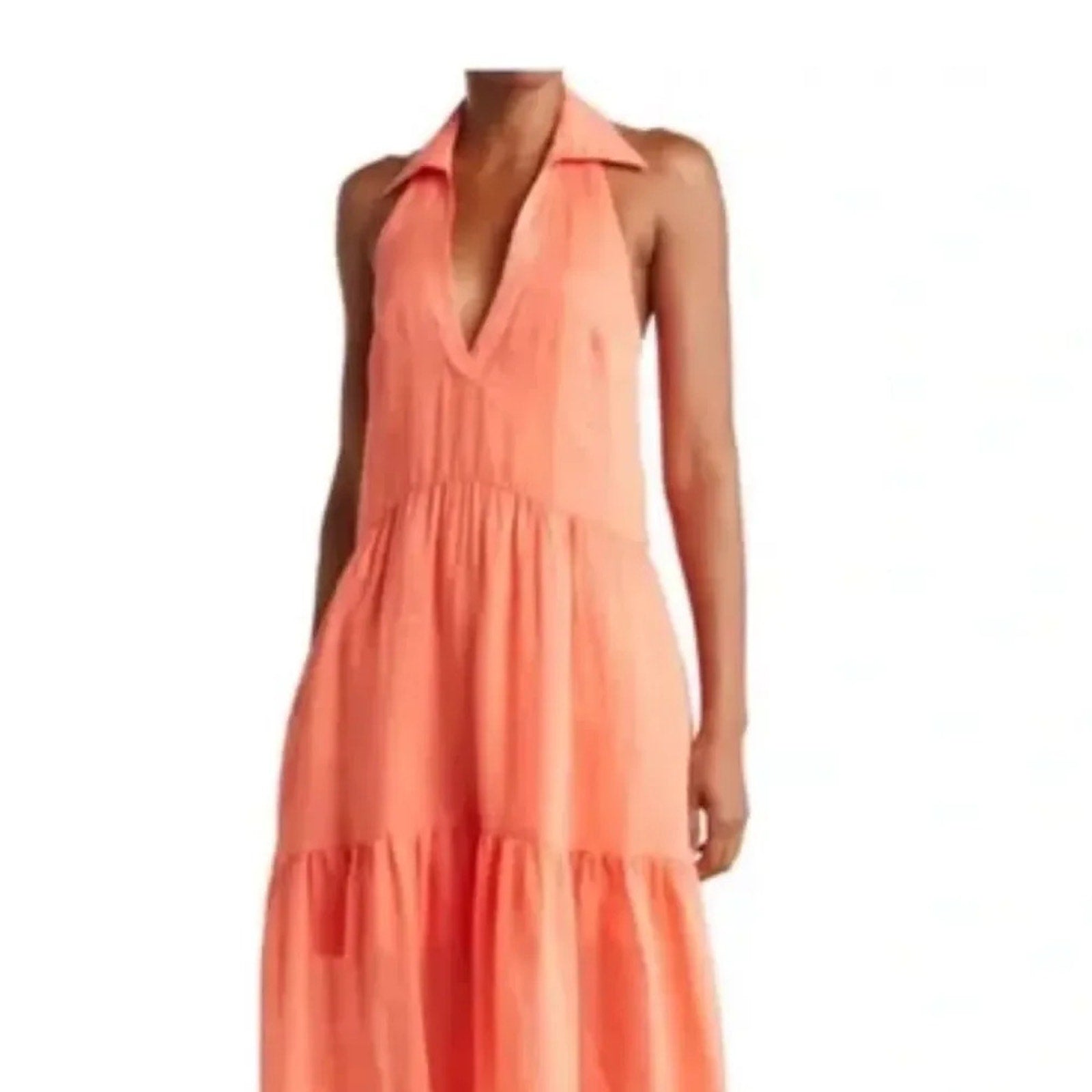 NWT Nicholas Halo Halter Collared Tiered Maxi Dress - size 14
