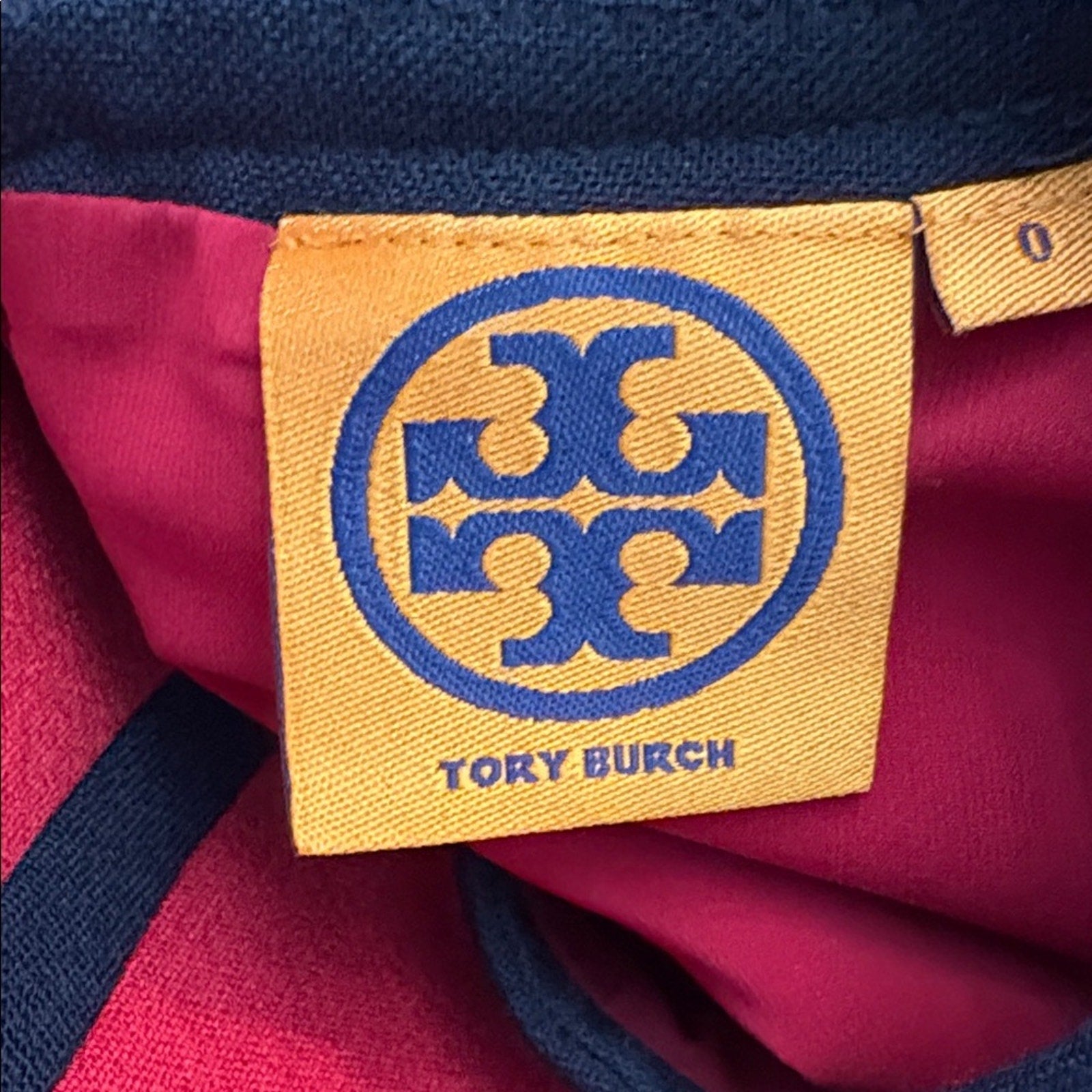 Tory Burch Azalea Contrast Piping wool blend Dress in Red and Navy - size 0