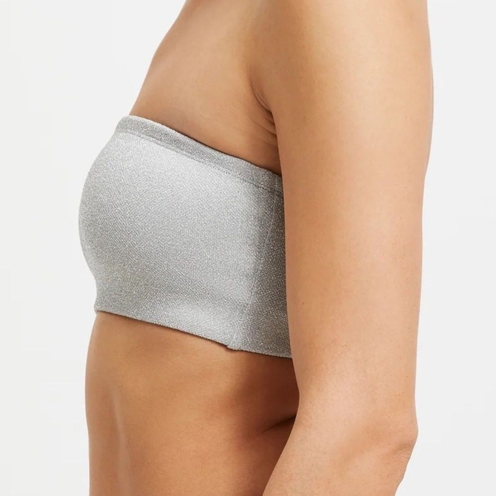 NWT GOOD AMERICAN Women's Silver Bikini-and-tankini-tops