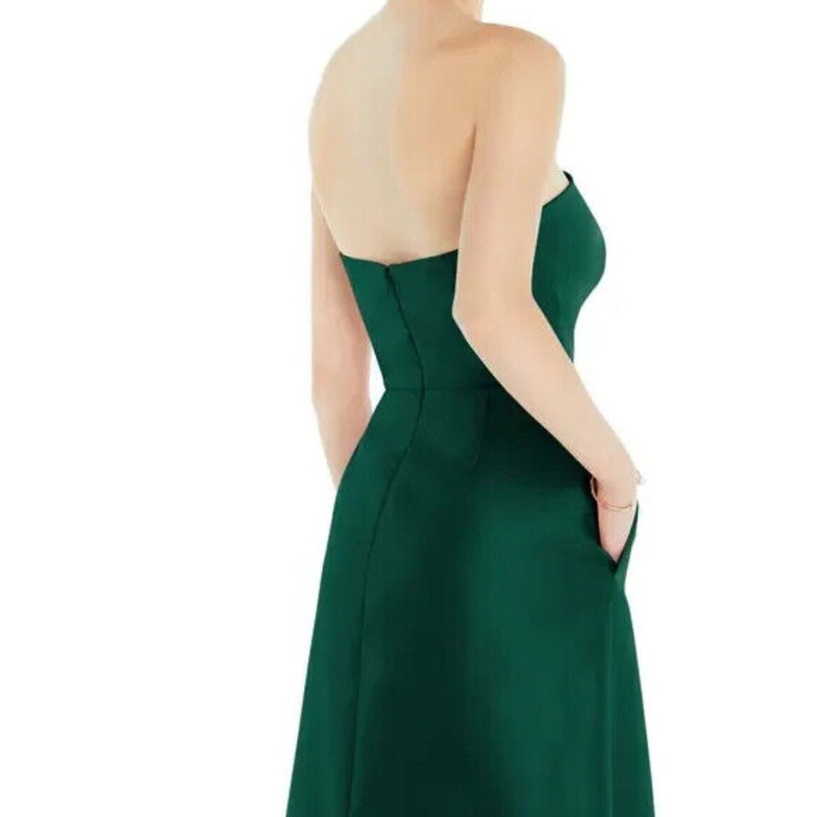 NEW Alfred Sung Hunter Green Strapless Satin Gown Size 2 $252 D832