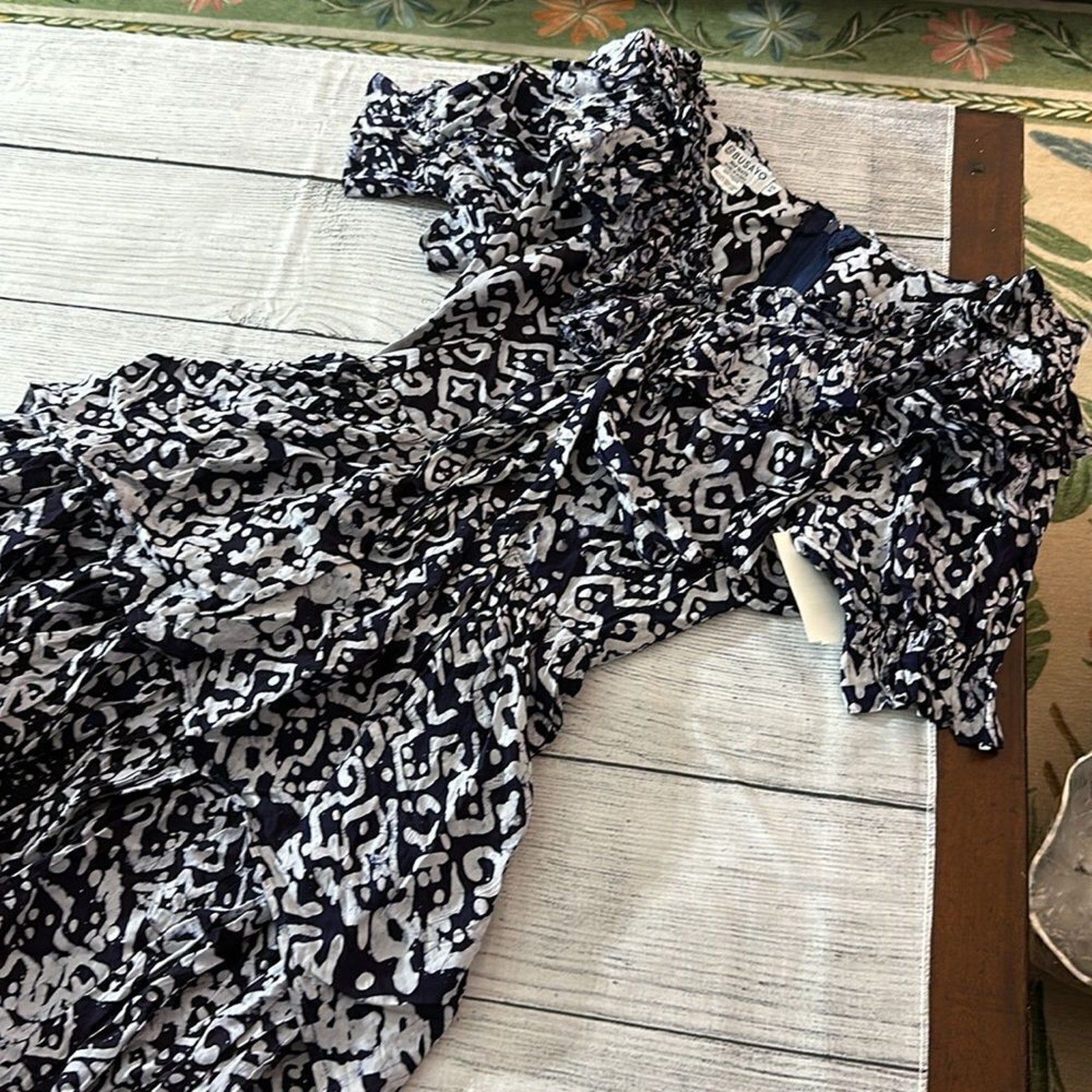 NEW BUSAYO Temi Ruffle Puff Sleeve Tiered Cotton Dress - size XS