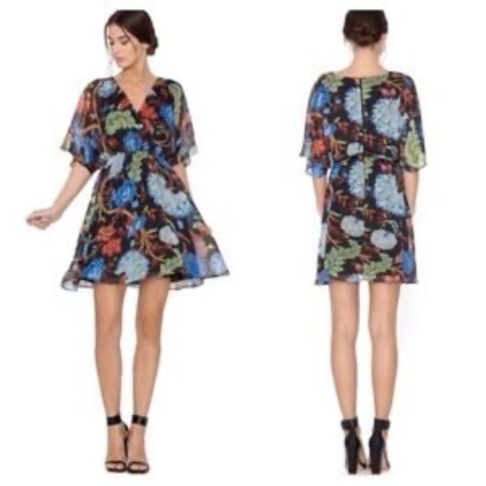 ALICE + OLIVIA Cay Alder Floral Printed Mini Dress - size M