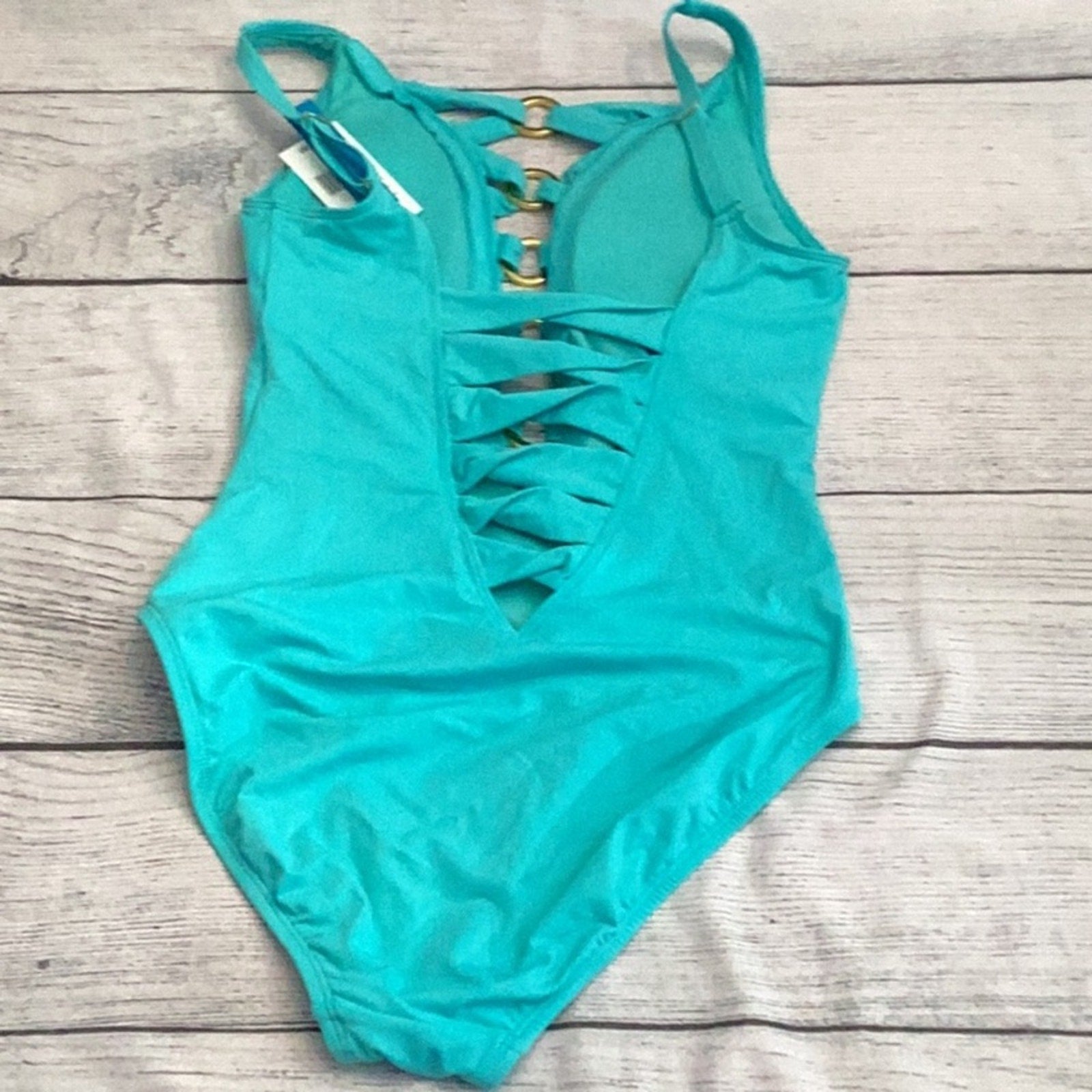 NWT Bleu Rod Beattie Ring Me Up Plunge Over-The-Shoulder One-Piece Belize - 6