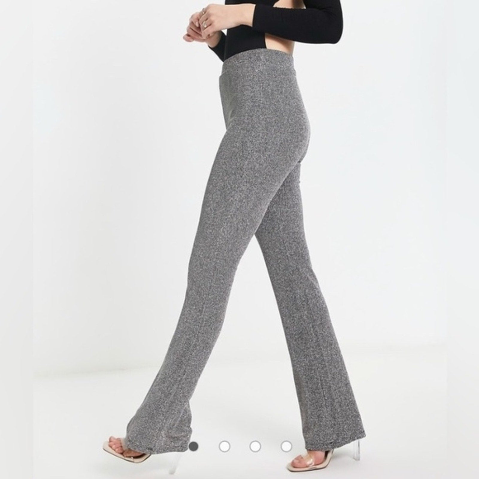 NWT NAKED WARDROBE Shimmer Metallic Straight Leg Pants In Gunmetal - XS