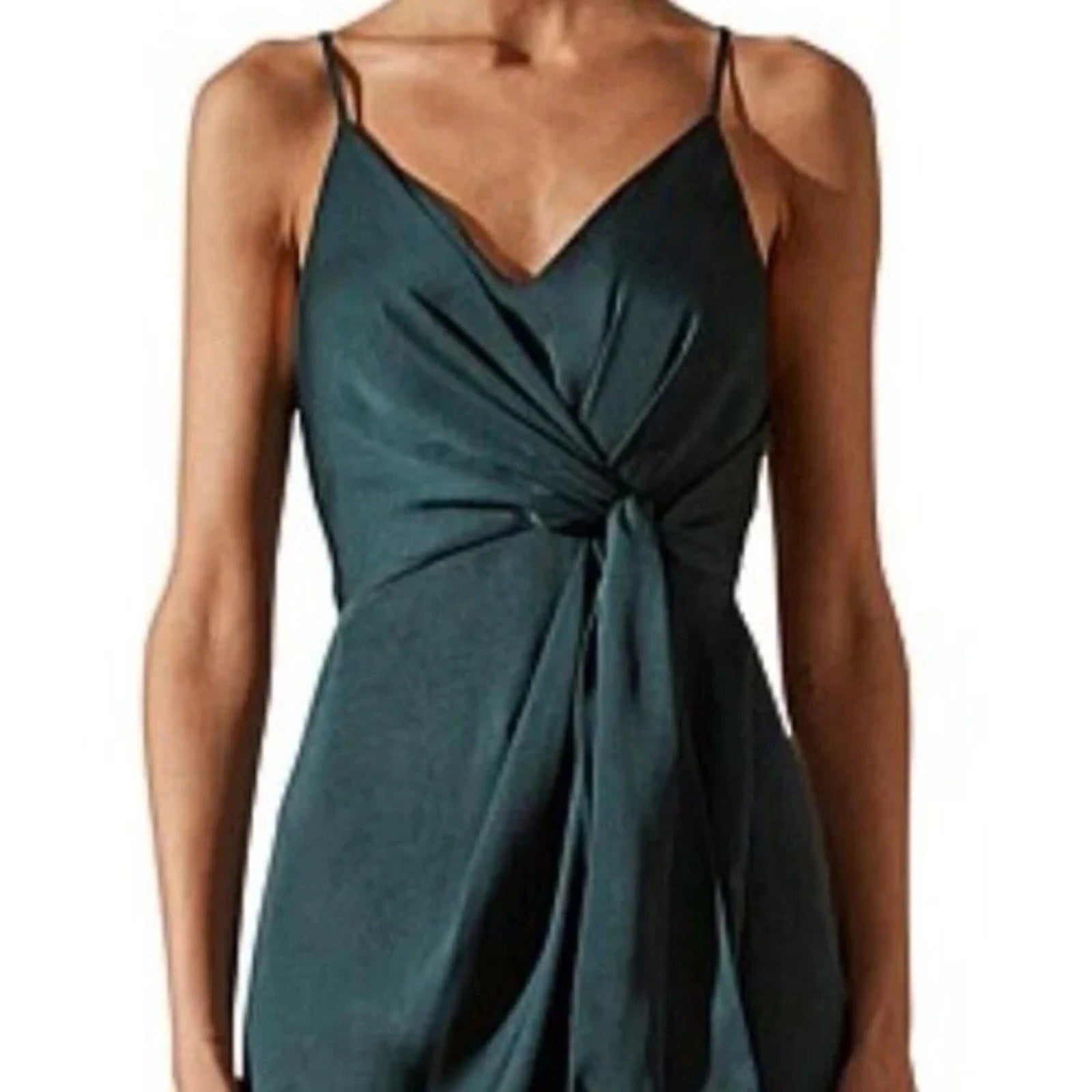 NEW Shona Joy Luxe Tie Front Cocktail Dress In Emerald Green - size 8 US