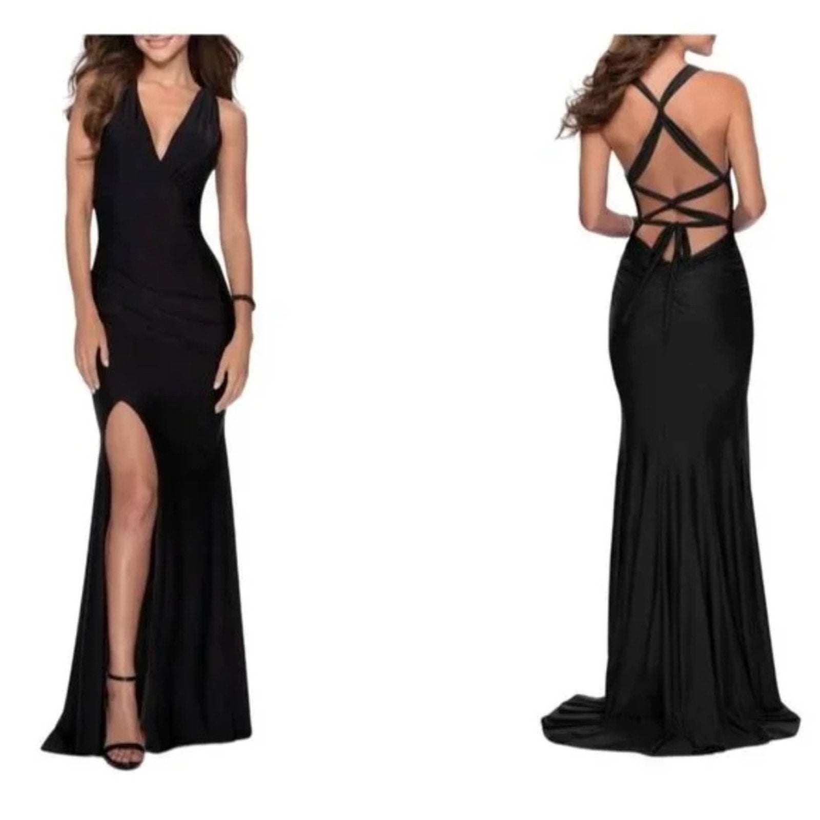 NWT LA FEMME DRESS 28677 GOWN IN BLACK - size 0