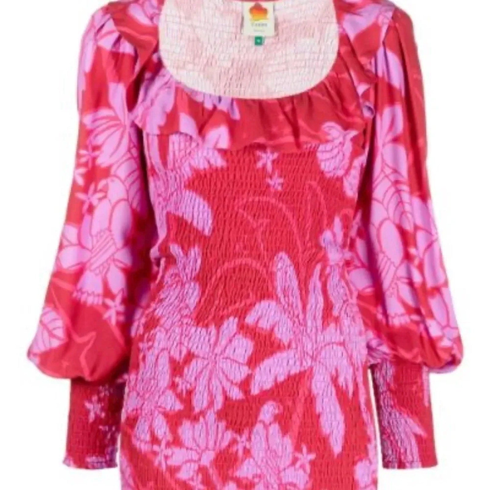 NWOT Farm Rio Living Nature Dress Red Purple Long Sleeve - size XS