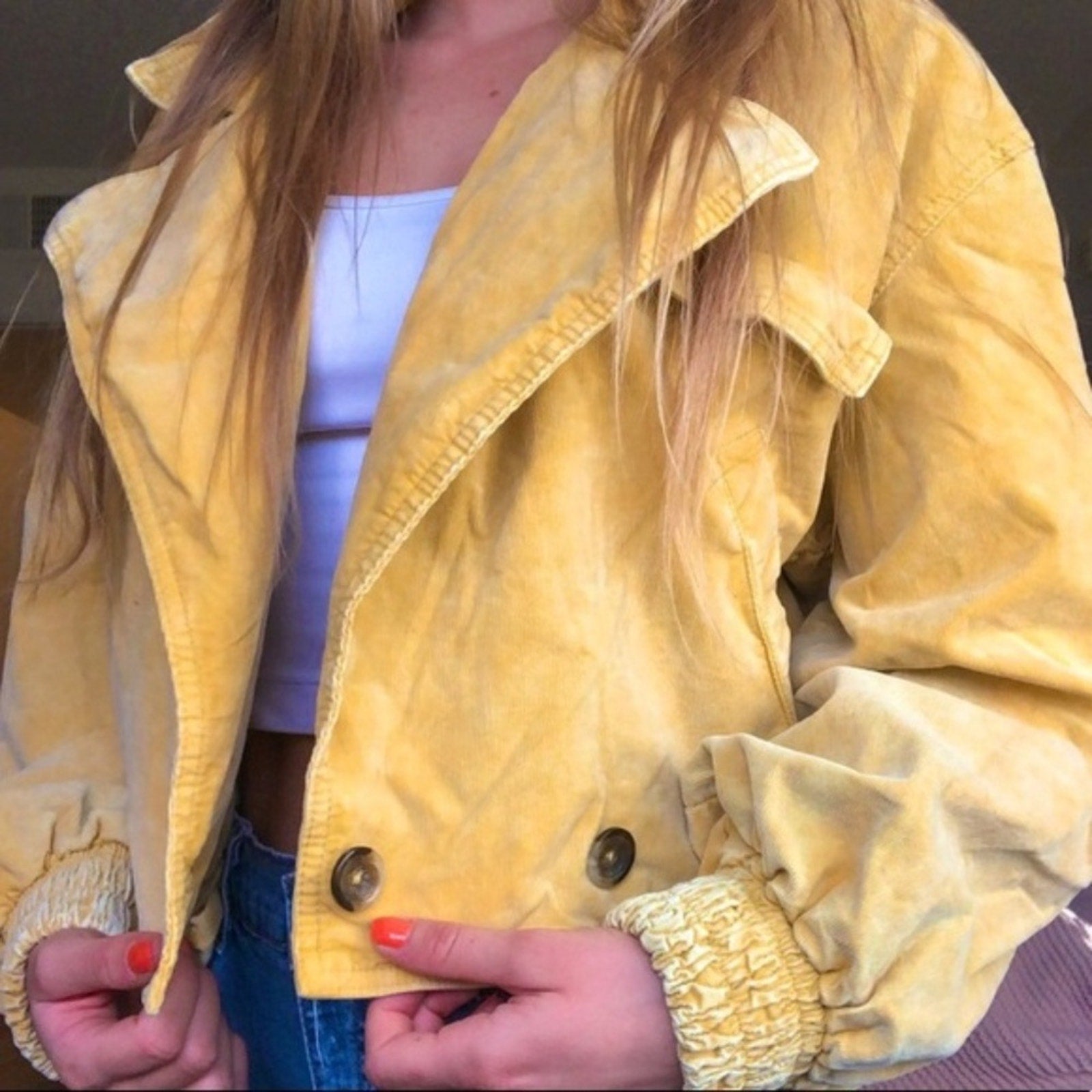 Free People Sure Thing Bomber Jacket Golden Finch - size small