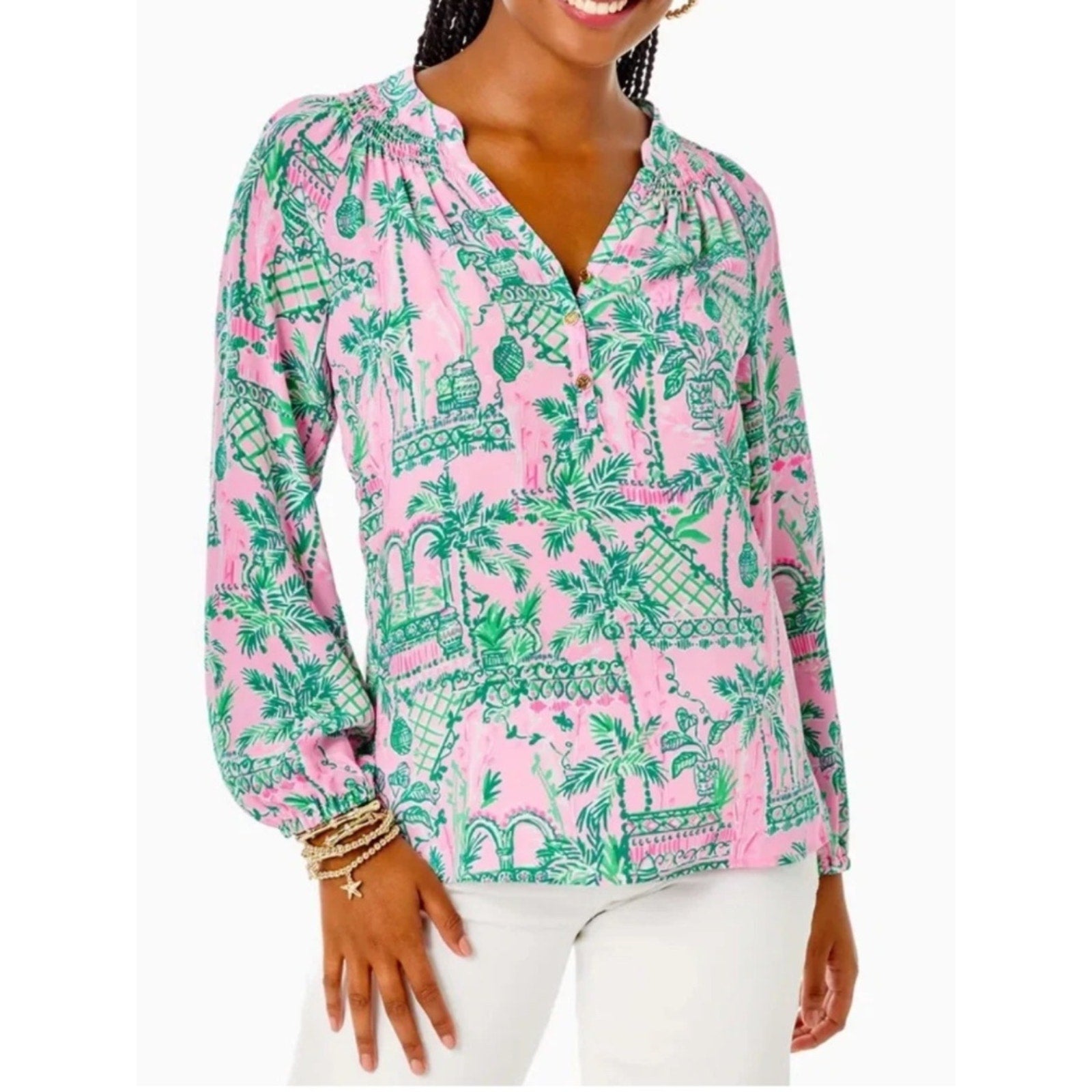 Lilly Pulitzer Elsa Silk Top in Baby Always Worth It - M 🌟
