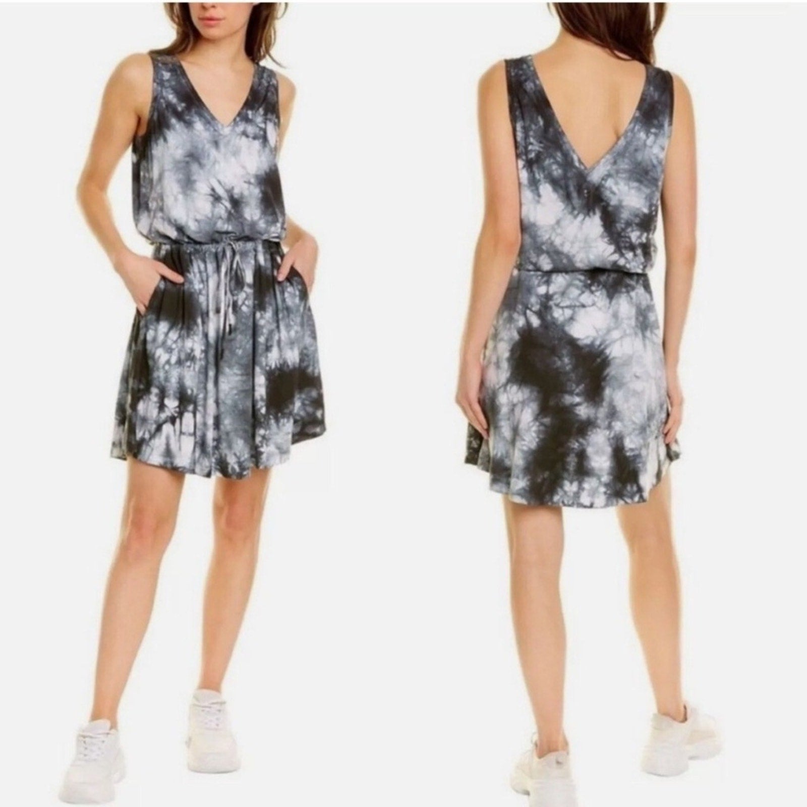 NWT Sweaty Betty Take It Easy Tie Dye Dress Sleeveless V Neck Pockets - size L