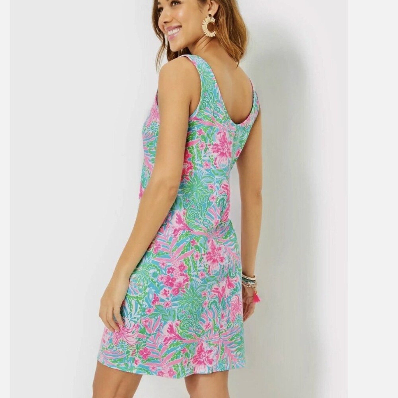 NWT Lilly Pulitzer Newberri Amalfi Blue Leaf It Wild Tank Dress - XL