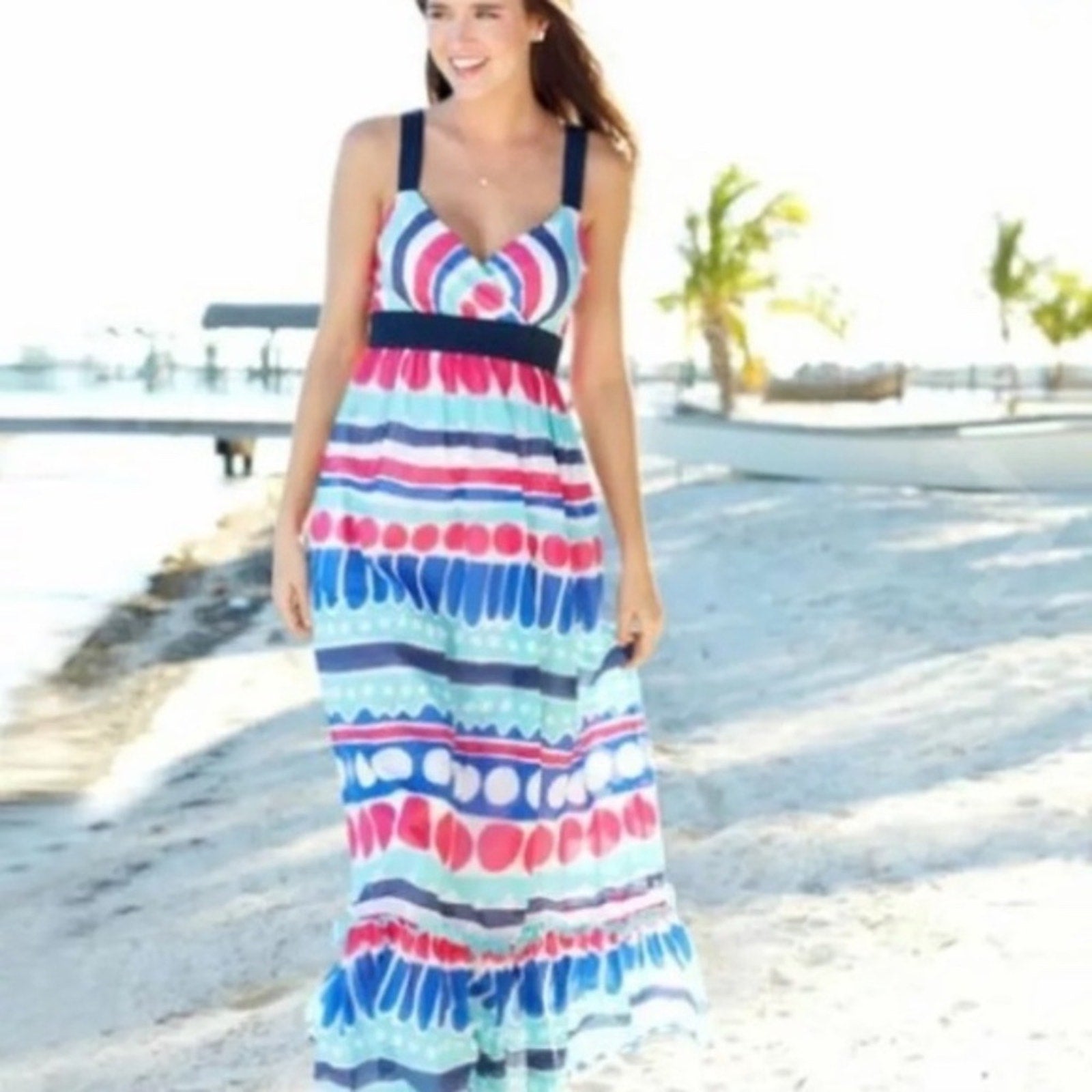 Vineyard Vines Caroline Stripe Ocean Splash Maxi - size 12