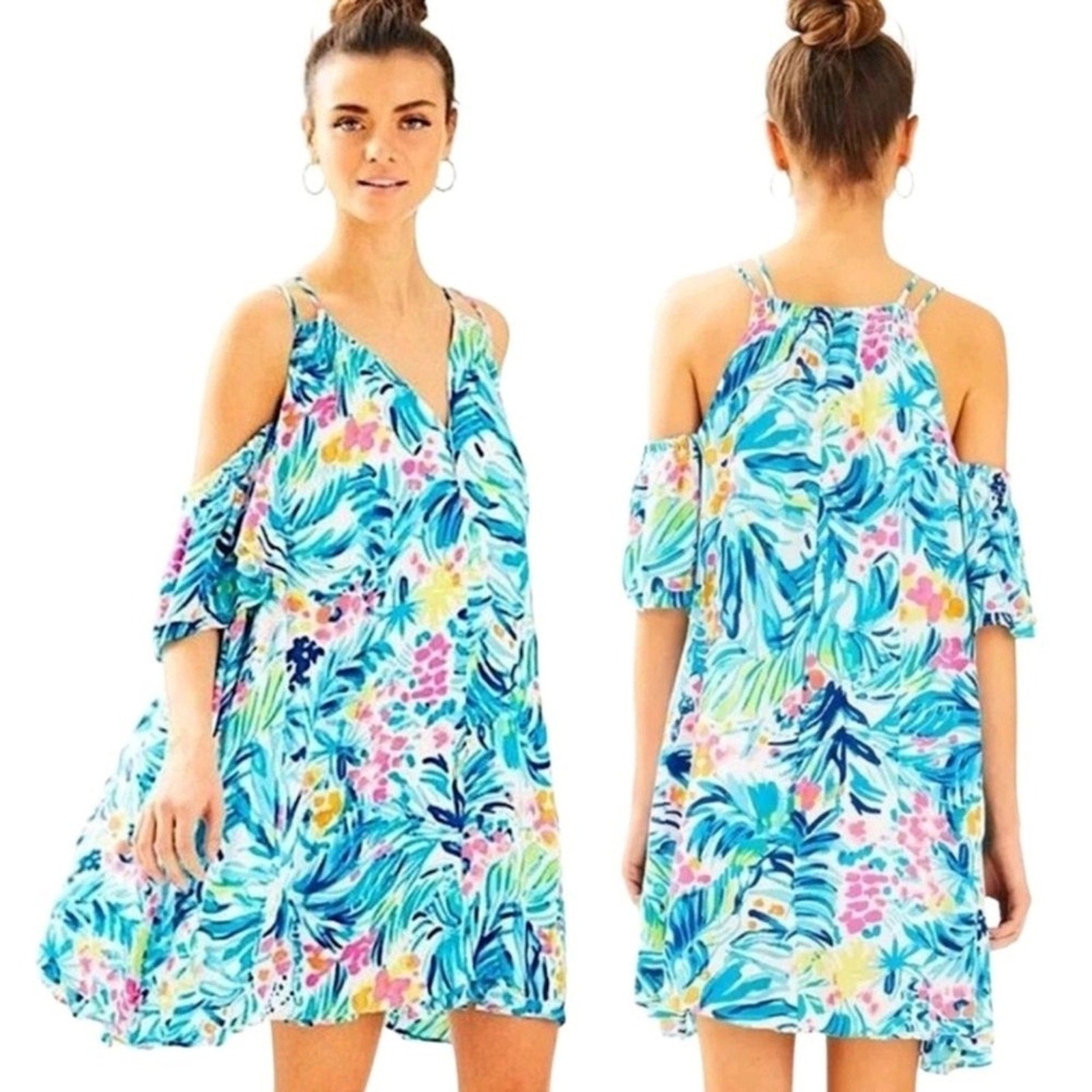 LILLY PULITZER "Bellamie" Cold Shoulder Trapeze Dress - size M