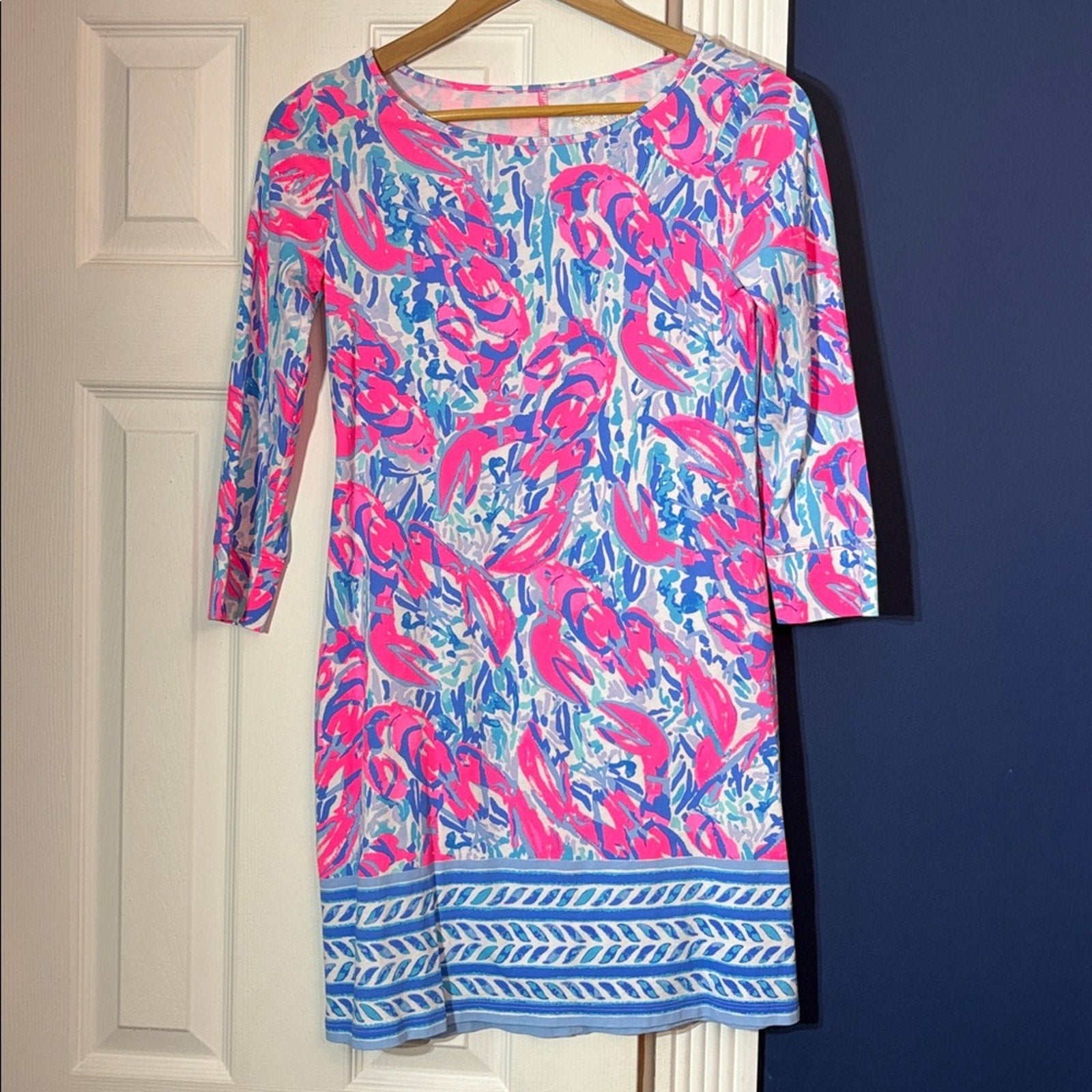 Lilly Pulitzer Marlowe Dress in Cracked Up Comis Coral Lobsters - size XS